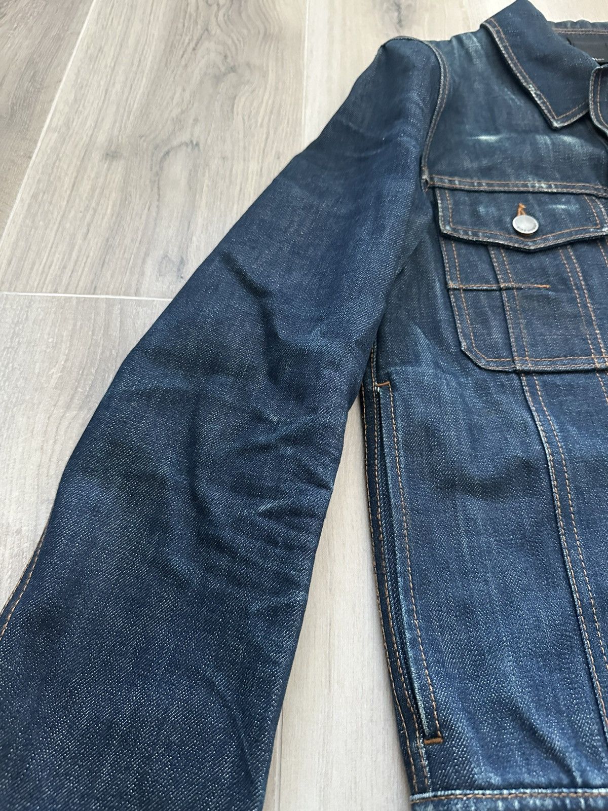 Dior (RARE!) Dior Homme SS07 Raw Denim Jacket Sample Size US S / EU 44-46 / 1 - 21 Thumbnail