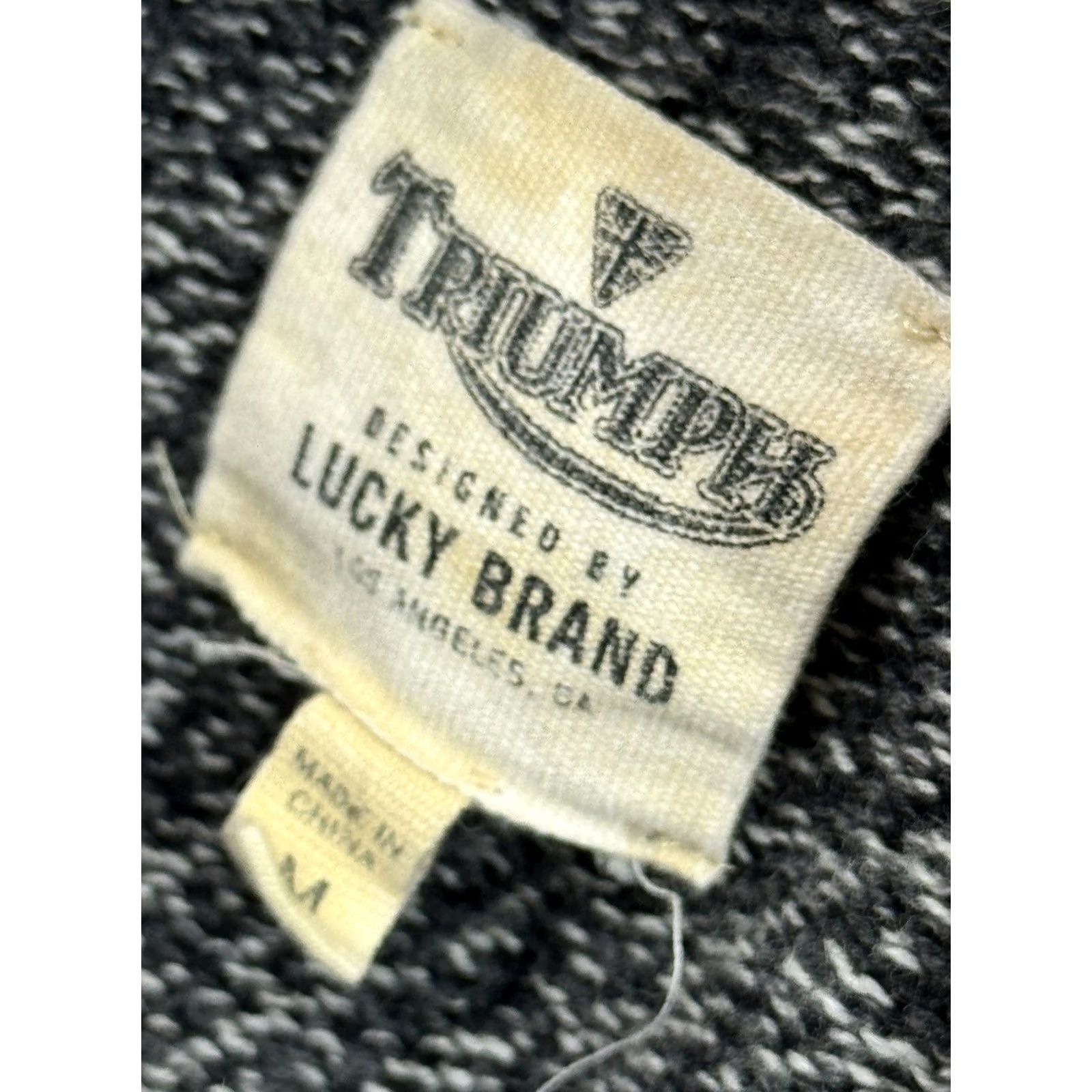 Lucky Brand Lucky Brand Mens M Full Zip Sweater Jacket / Leather? No, Cotton / Black Gray White / Full Zip / Motorcycle Theme Size US M / EU 48-50 / 2 - 4 Thumbnail