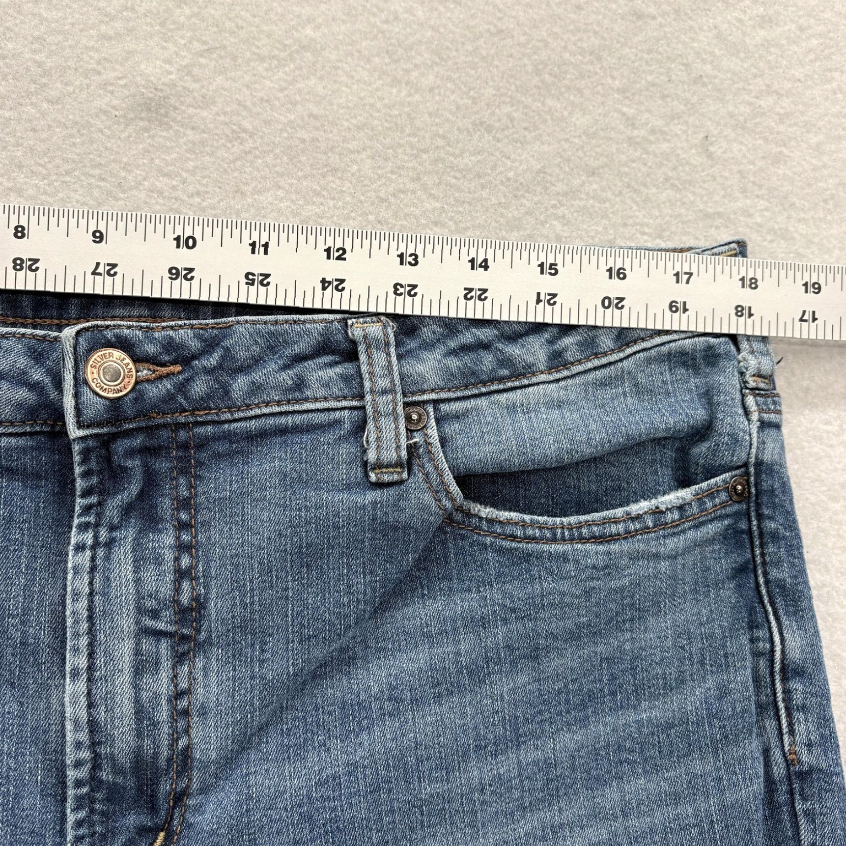 Silver Jeans Co. Silver Jeans High Rise Skinny Jeans Womens 16 Blue Medium Wash Stretch Denim Slim 5-Pocket N/A Autumn Womens Size 38" / US 16 / IT 52 - 7 Thumbnail