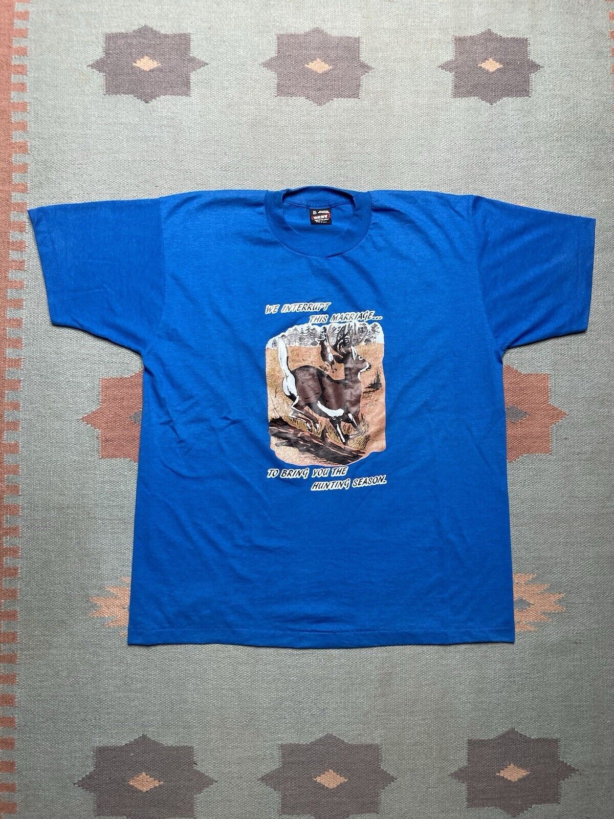 Fruit Of The Loom × Vintage 90s t shirt interrupt this marriage hunting season deer XL Size US XL / EU 56 / 4 - 1 Thumbnail