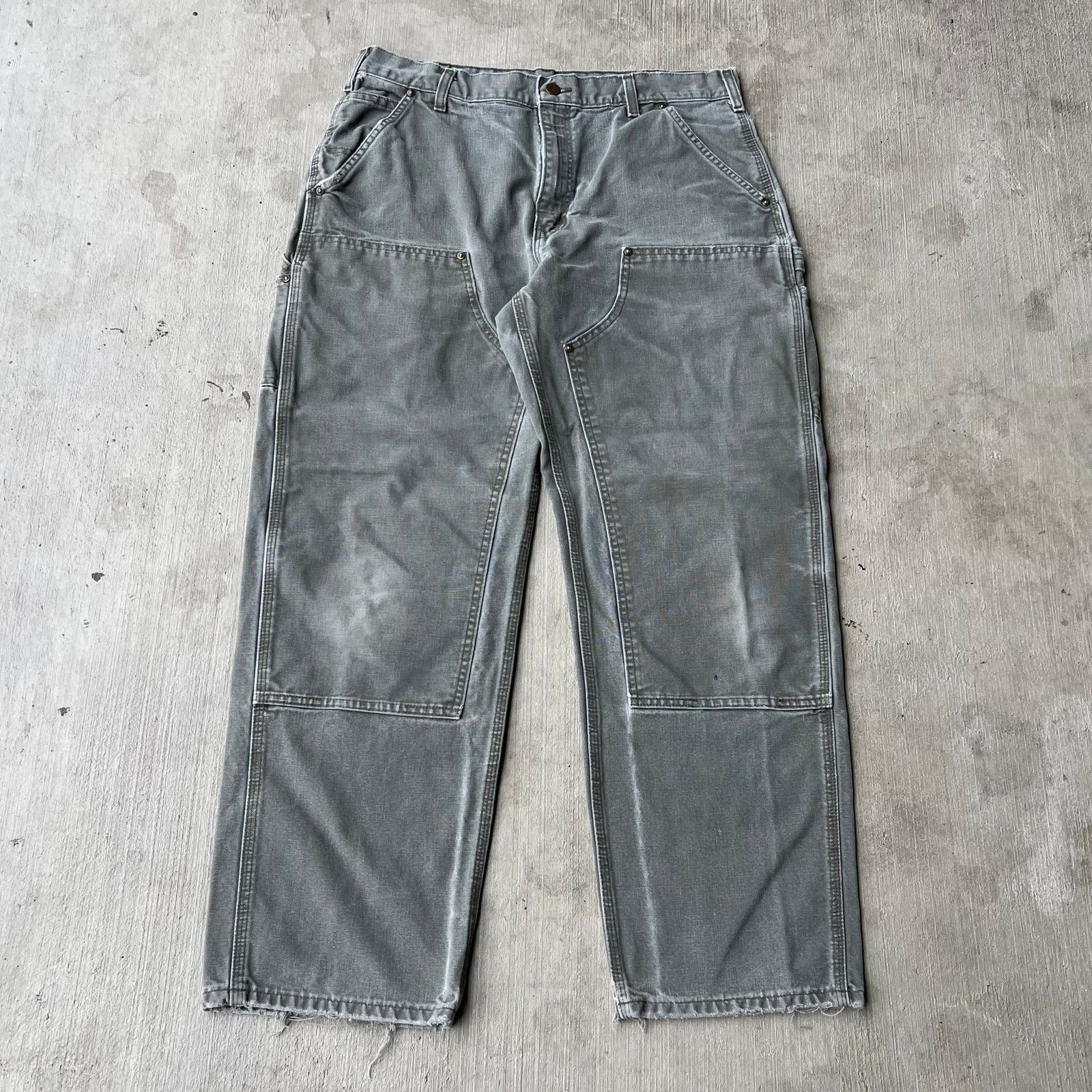 Carhartt × Vintage Carhartt faded green double knee work wear carpenter pants Size US 34 / EU 50 - 1 Thumbnail