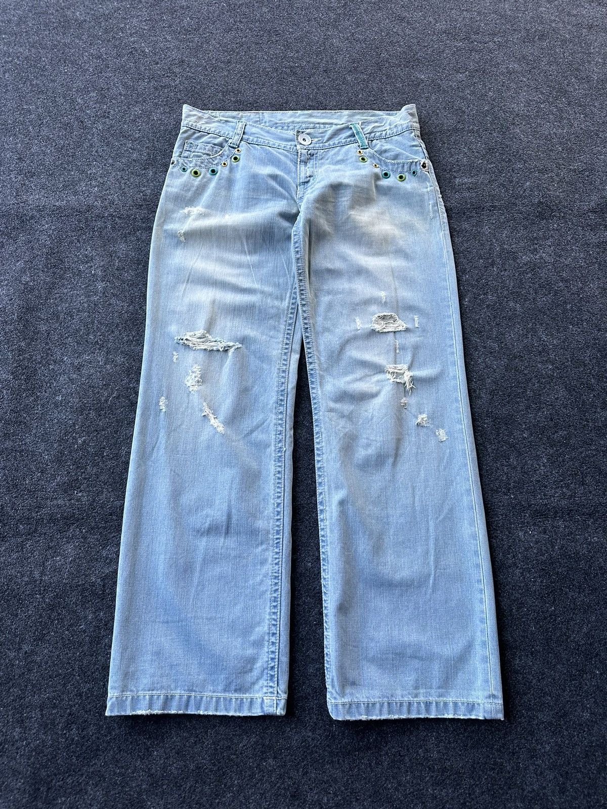 Blue Blue Japan 90s Bluemoon Surf Distressed Vintage Denim D232 Size US 29 - 2 Thumbnail