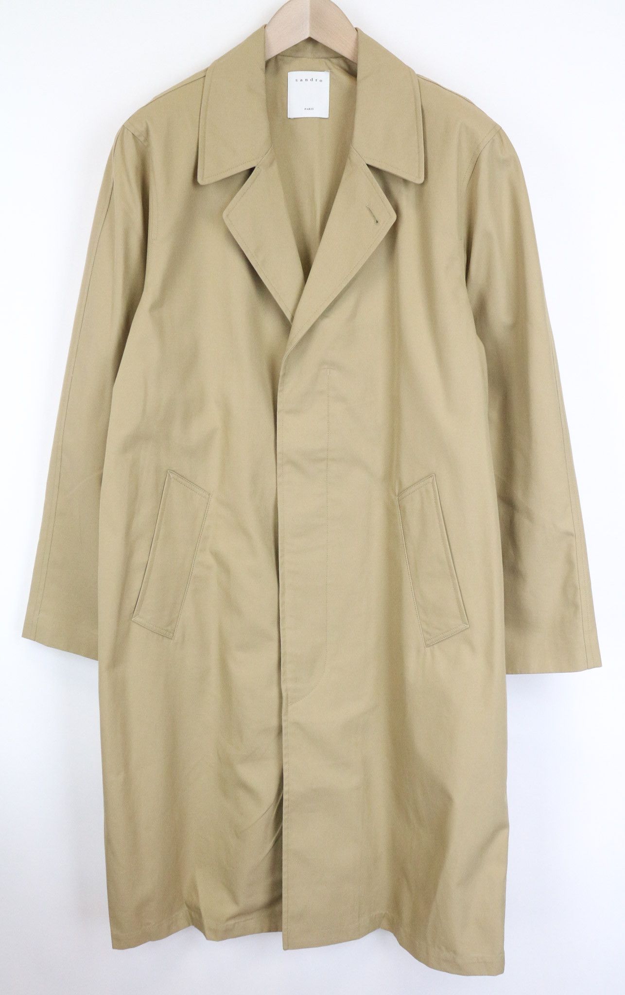 Sandro L Beige Cotton Buttoned Mid-Length Trench Coat 75653 Size US L / EU 52-54 / 3 - 1 Thumbnail