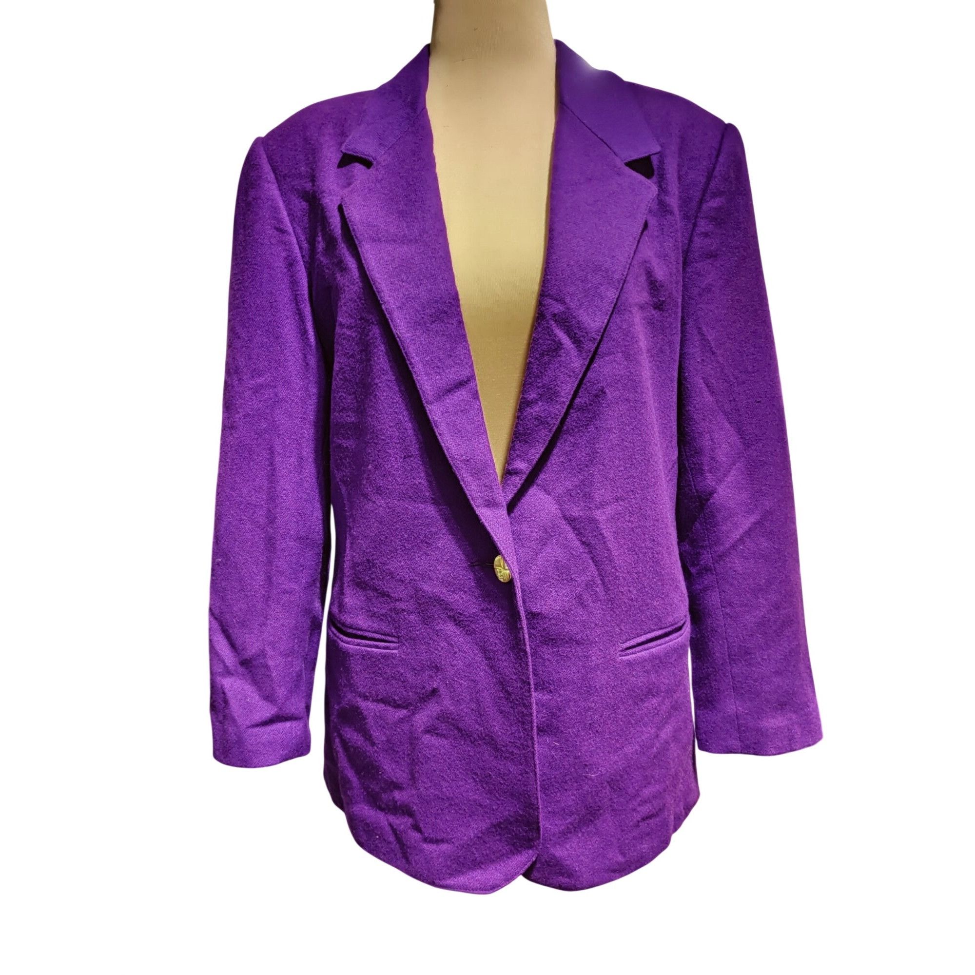 Vintage Vintage Adolfo International 12 Purple Wool Blazer Gold Butt Size XL / US 12-14 / IT 48-50 - 1 Thumbnail