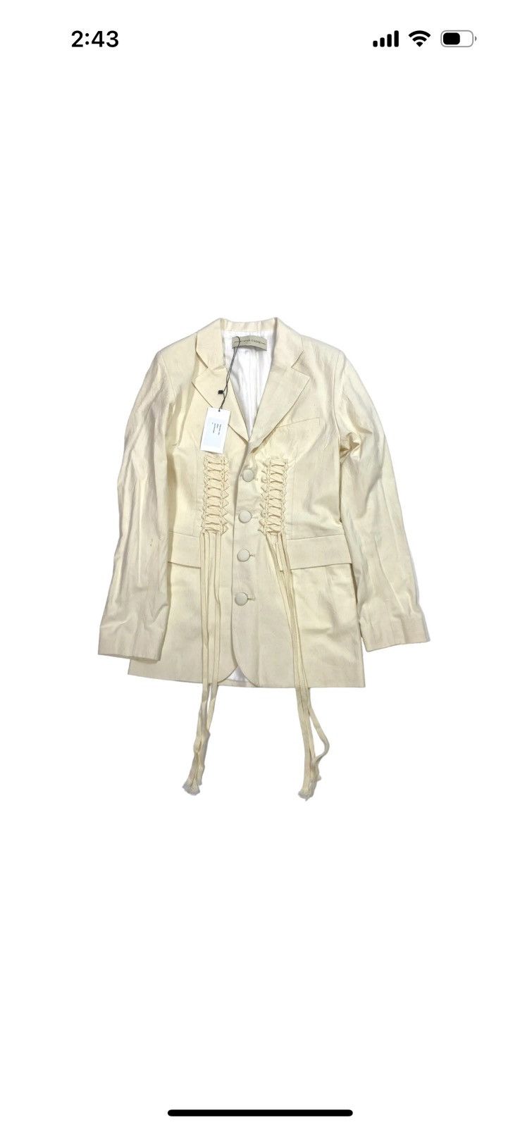 image of Stefan Cooke Ss20 Corset Blazer in Ivory, Men's (Size 36S)