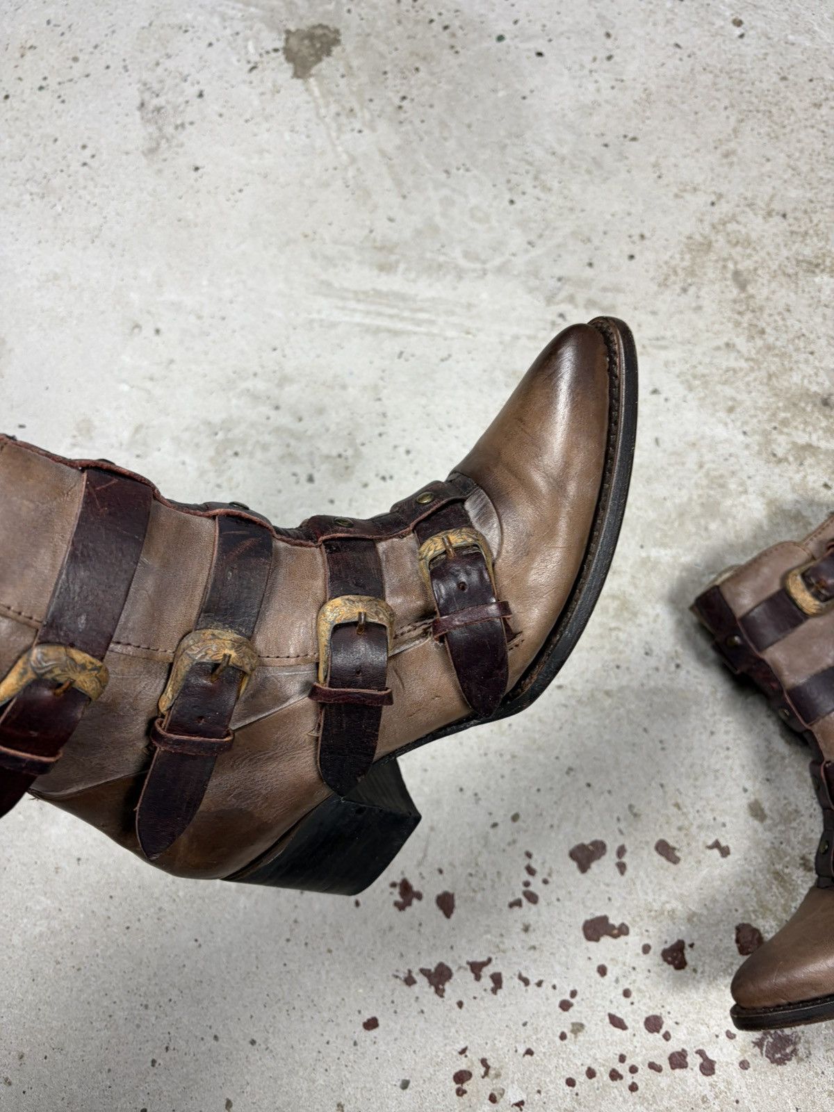 FREEBIRD Freebird by Steven Tate Stone Ankle Boots Buckle Leather Size US 7 / IT 37 - 4 Thumbnail