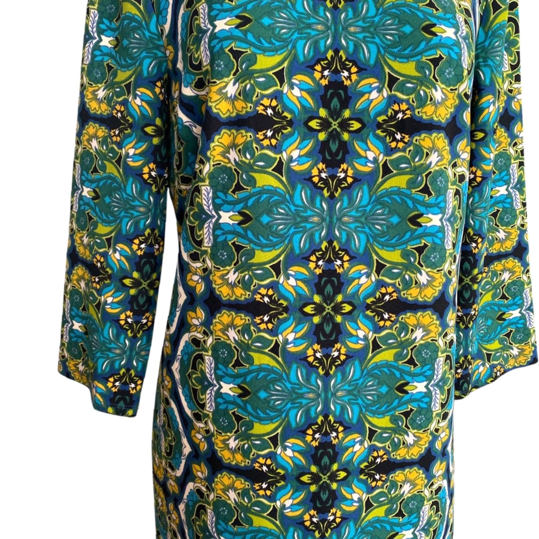 Vintage VINTAGE London Times Dress 3/4 Sleeve Knee Length Paisley Print Blue Size 12 Womens Stretch Size XL / US 12-14 / IT 48-50 - 3 Thumbnail