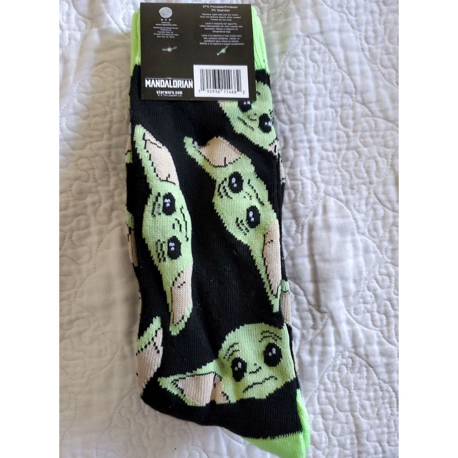 Star Wars Star Wars Mandalorian Grogu The Child Novelty Socks Crew Adult 6-12 Black Size ONE SIZE - 3 Thumbnail