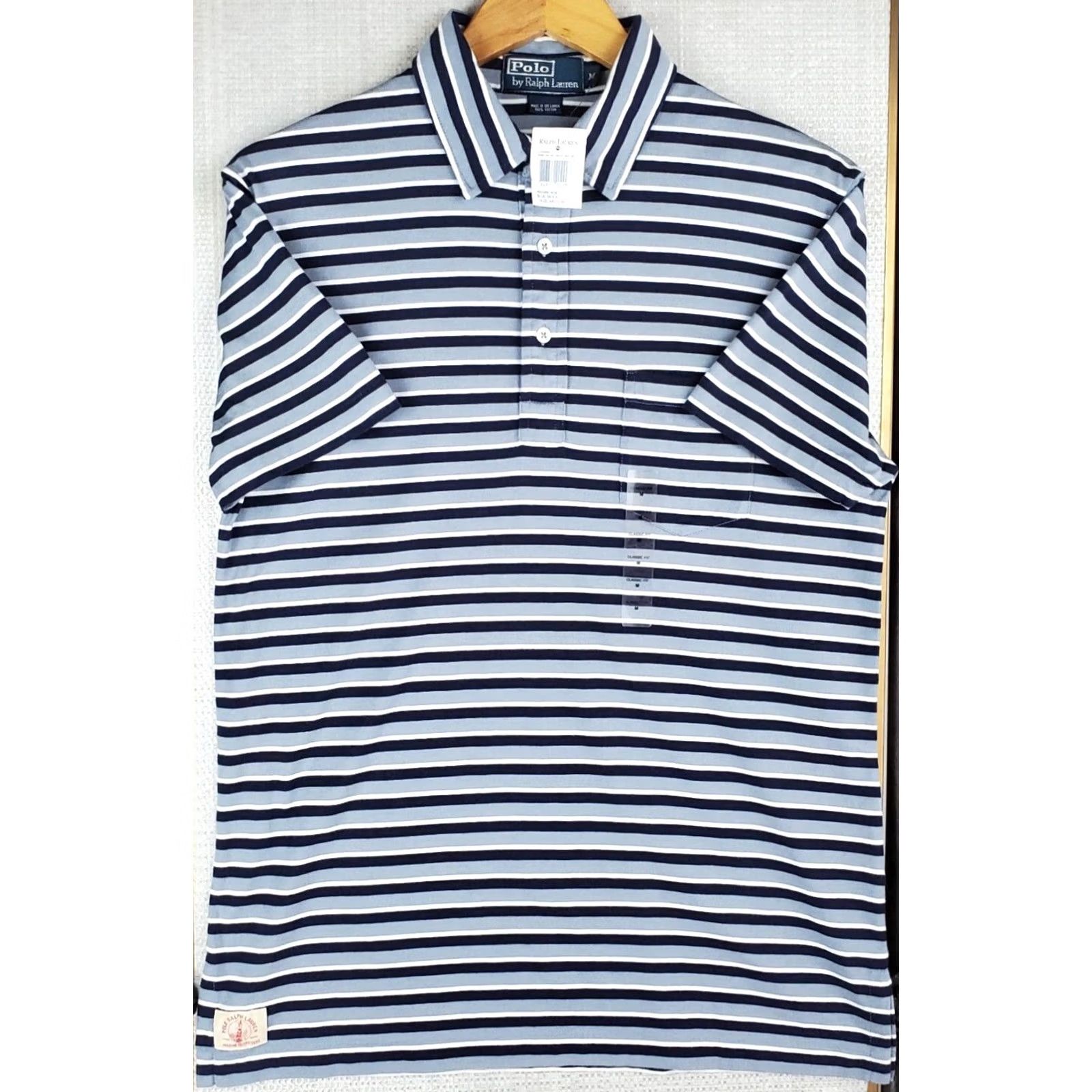 Polo Ralph Lauren Polo Ralph Lauren Polo Shirt Slim Fit Blue 100% Cotton Marine Outfitters New With Tags Mens Adult Medium Blue/White Stripes Size US M / EU 48-50 / 2 - 4 Thumbnail
