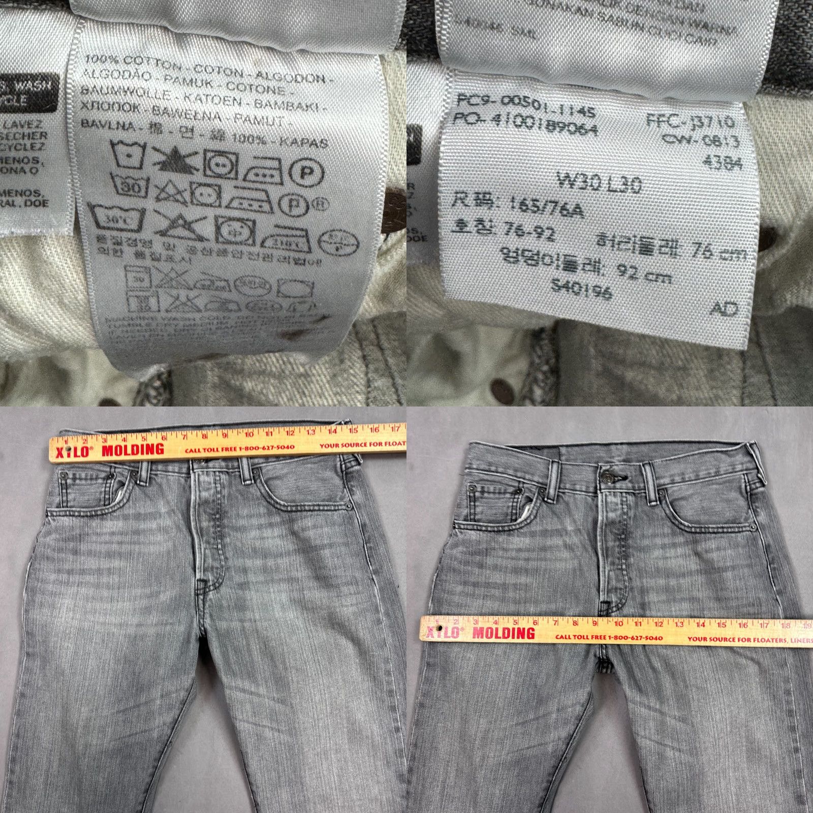 Levi's Levi's 501 Jeans Mens 30x30 Black Button Fly Denim Straight Classic Pants Size US 30 / EU 46 - 8 Thumbnail