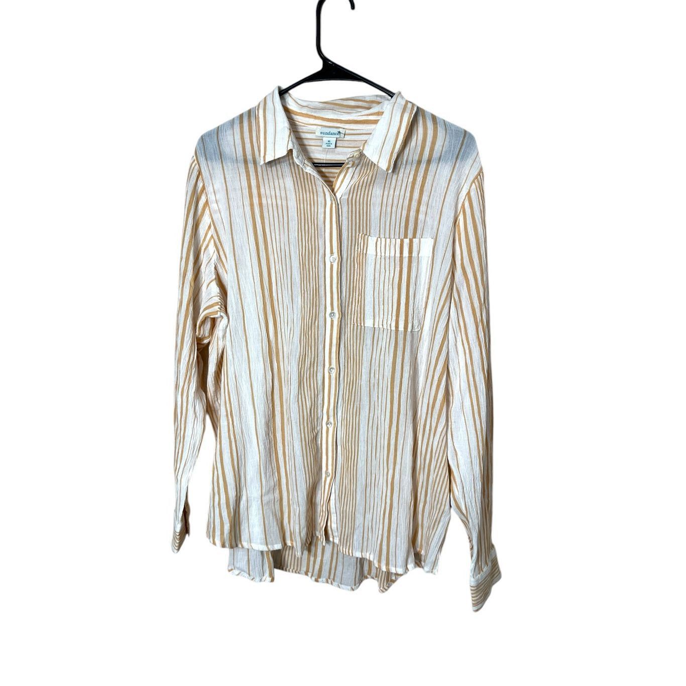 Other Sundance White Orange Striped Button Down Lightweight Gauzy Size XL / US 12-14 / IT 48-50 - 1 Thumbnail