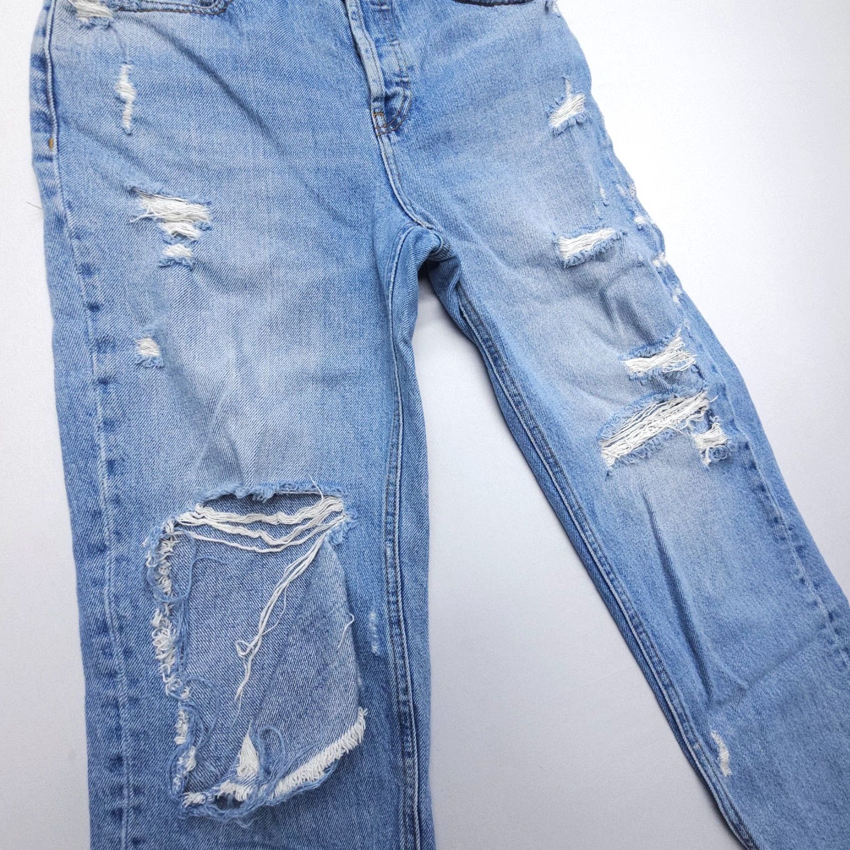 Miss Sixty Y2K Miss Sixty Everyday Jeans Denim Blue Distressed Cropped Slim 29 Women 5-Pocket Straight Rise Mid Inseam 25 Size 29" - 6 Thumbnail