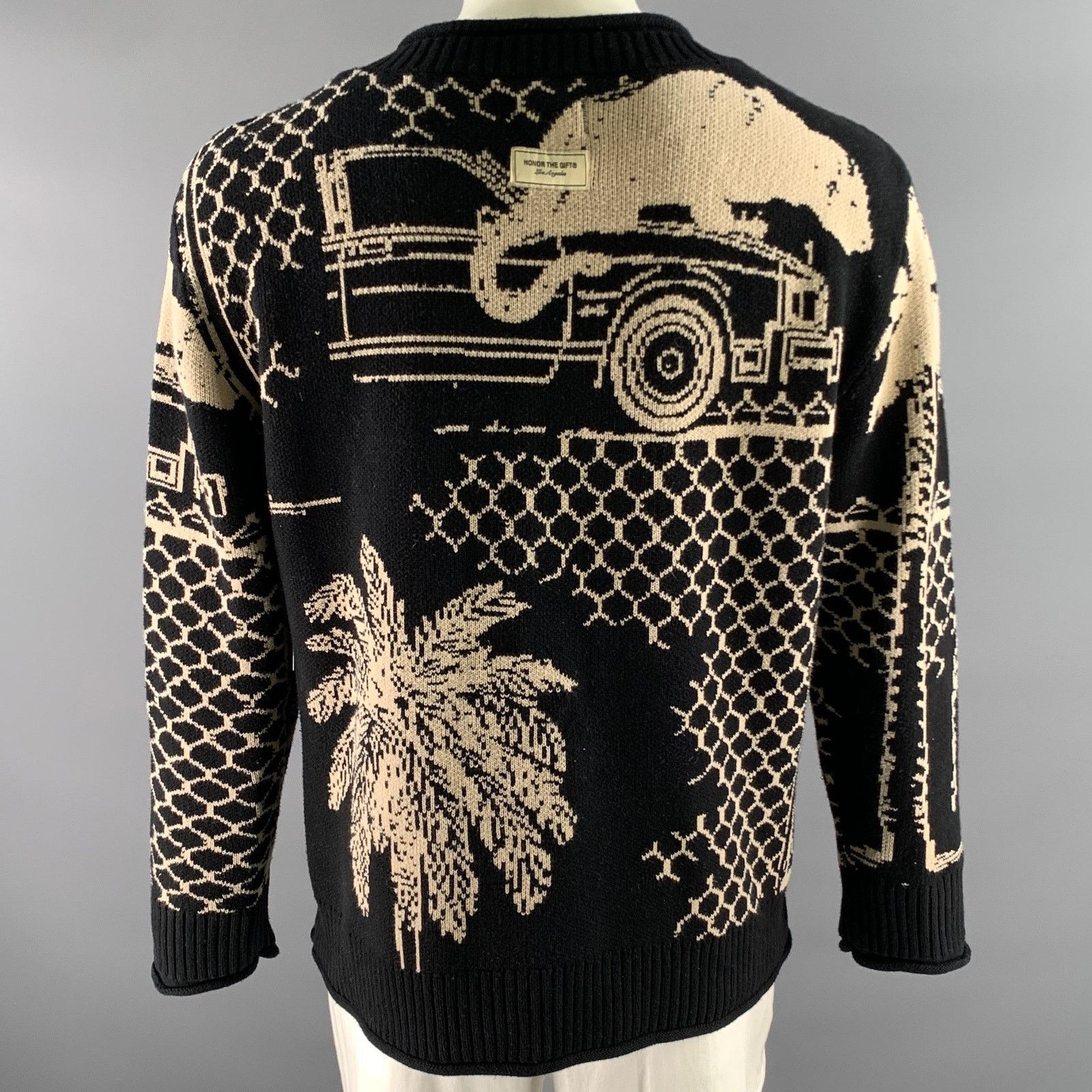 Honor the Gift HONOR THE GIFT XL Black Khaki Graphic Cotton Ribbed Sweater Size US XL / EU 56 / 4 - 4 Thumbnail