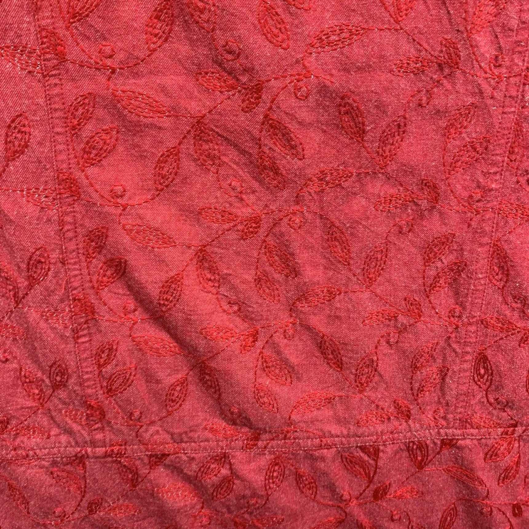 Vintage VINTAGE River Chase Women's Midi Skirt Size 16 Bohemian Floral Cotton Red Pink Embroidered 80s 90s Casual Party Size 38" / US 16 / IT 52 - 5 Thumbnail