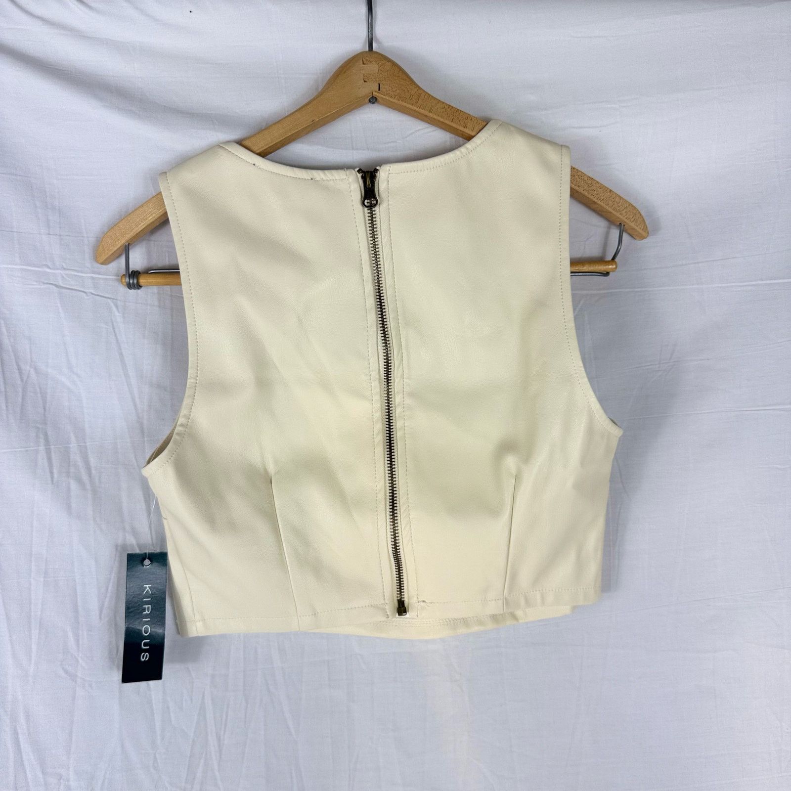 Other NWT Kirious Sleeveless Cropped Blouse Med Beige Zipper Back Size M / US 6-8 / IT 42-44 - 2 Thumbnail