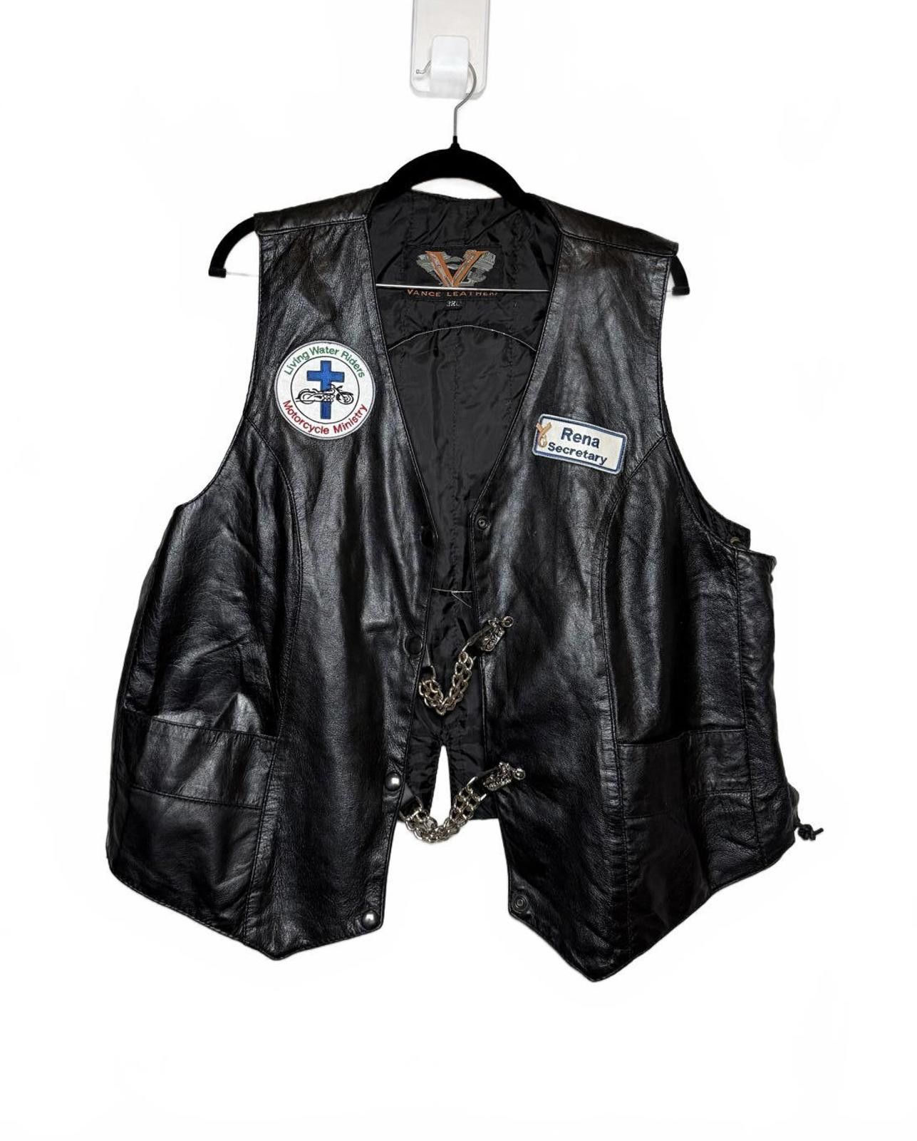Other Ride or Die for Jesus Black Leather Bikers Vest Size XL / US 12-14 / IT 48-50 - 7 Thumbnail