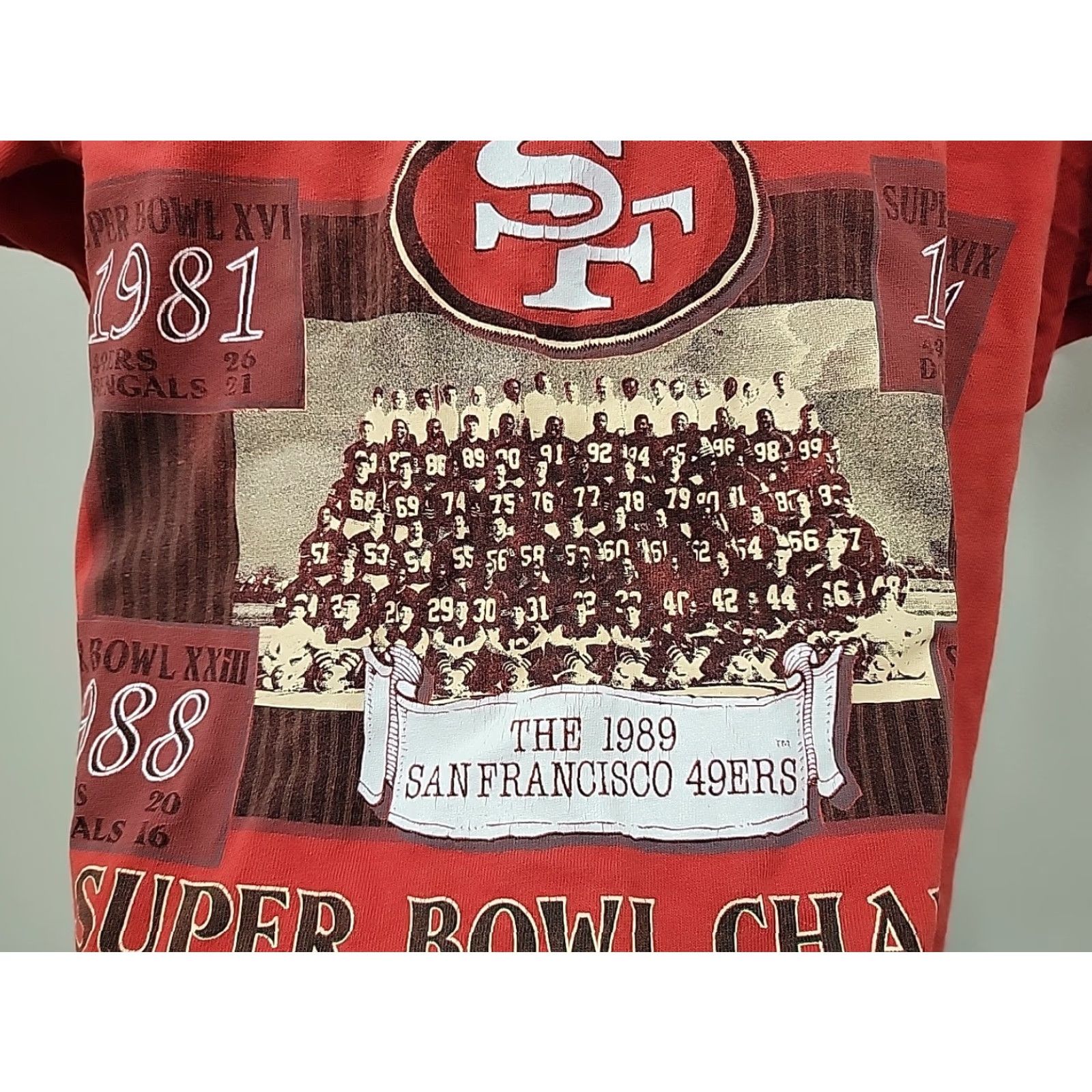 Vintage Vintage Long Gone San Francisco 49ers 1989 Graphic Tee Mens L Red Football 49ers Graphic Tee Mens L Size US L / EU 52-54 / 3 - 4 Thumbnail