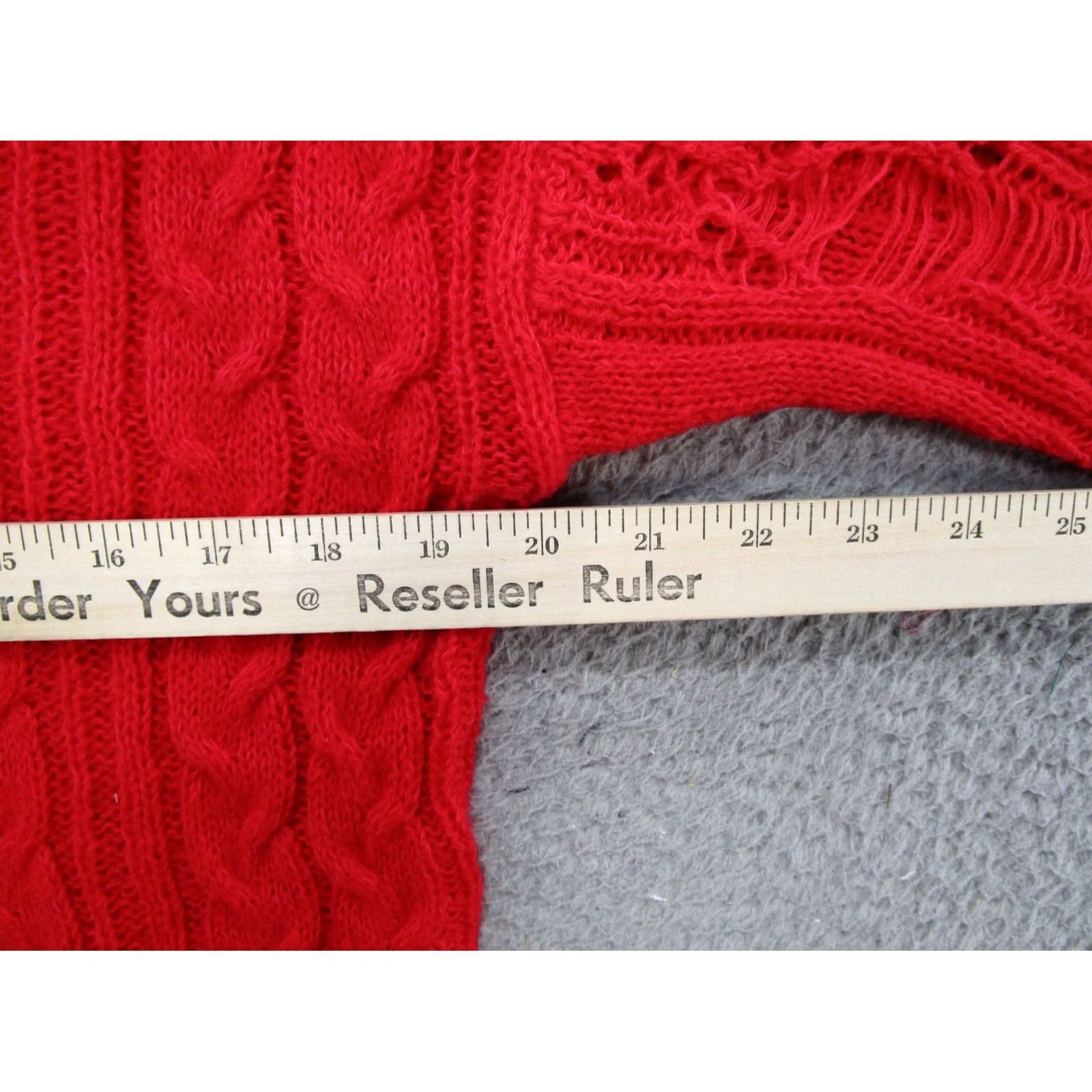 Vintage Wild Fable Women's Red Distressed Knit V Neck Pullover Sweater M NEW Size M / US 6-8 / IT 42-44 - 6 Thumbnail