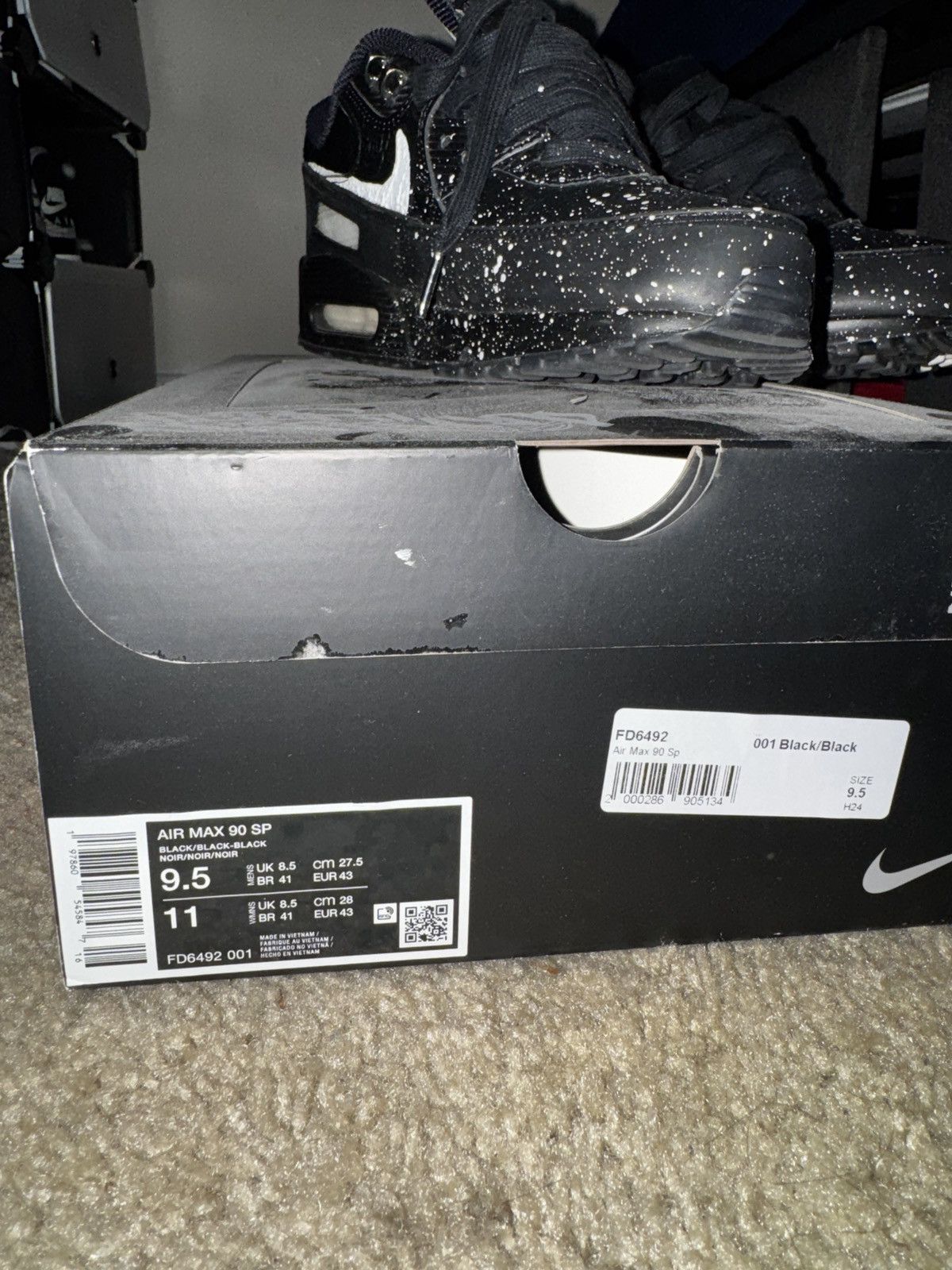 Nike Slawn x Nike Air Max 90 ‘ Black ‘ Size US 9.5 / EU 42-43 - 7 Thumbnail