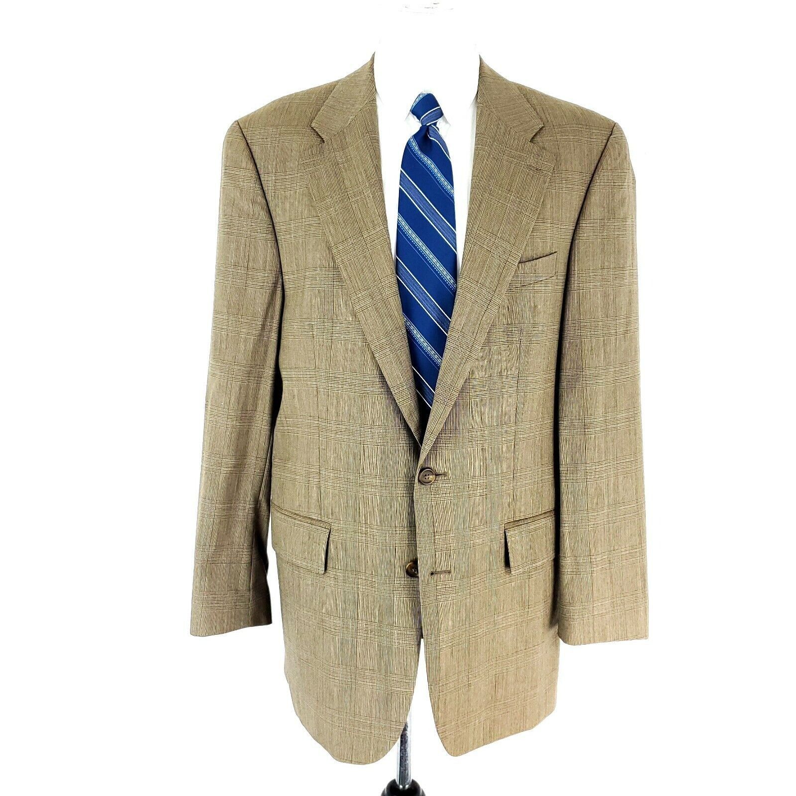 Ralph Lauren Chaps Ralph Lauren Wool 2 Button Blazer 42L Brown Glen Plaid Size 42L - 3 Thumbnail