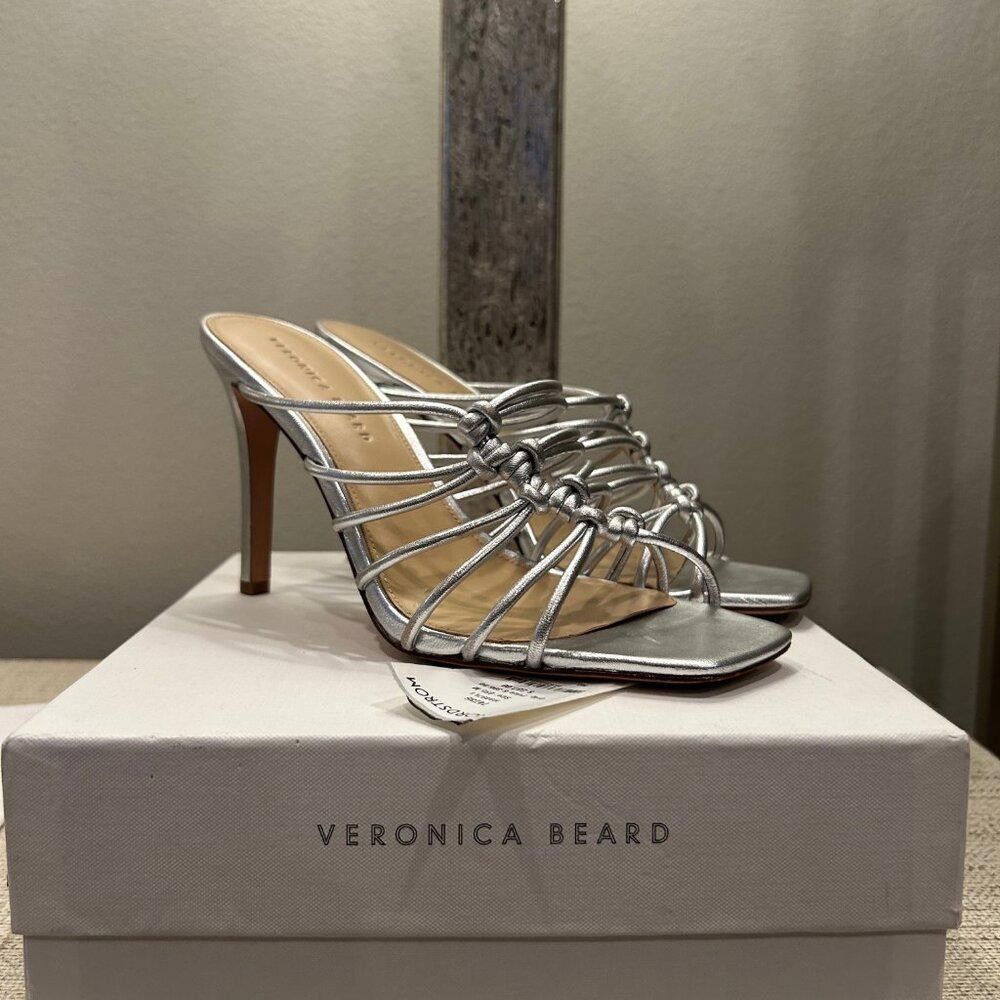 Designer Veronica Beard AVITA Strappy Mule in Silver Size US 9 / IT 39 - 1 Thumbnail