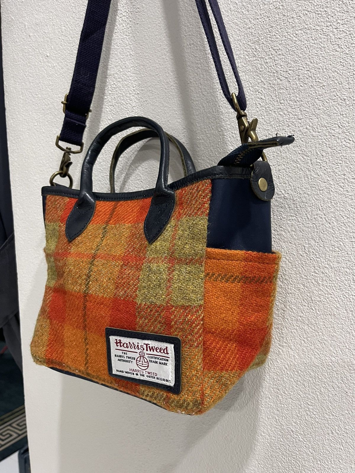 Harris Tweed Vintage Harris Tweed X BPQC 2 Way Orange Plaid Wool Bag Size ONE SIZE - 3 Thumbnail