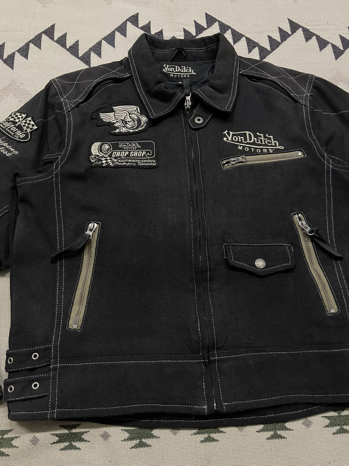 Von Dutch 2000s VON DUTCH MOTORS COTTON BIKER JACKETFADED JACKET Size US M / EU 48-50 / 2 - 5 Thumbnail