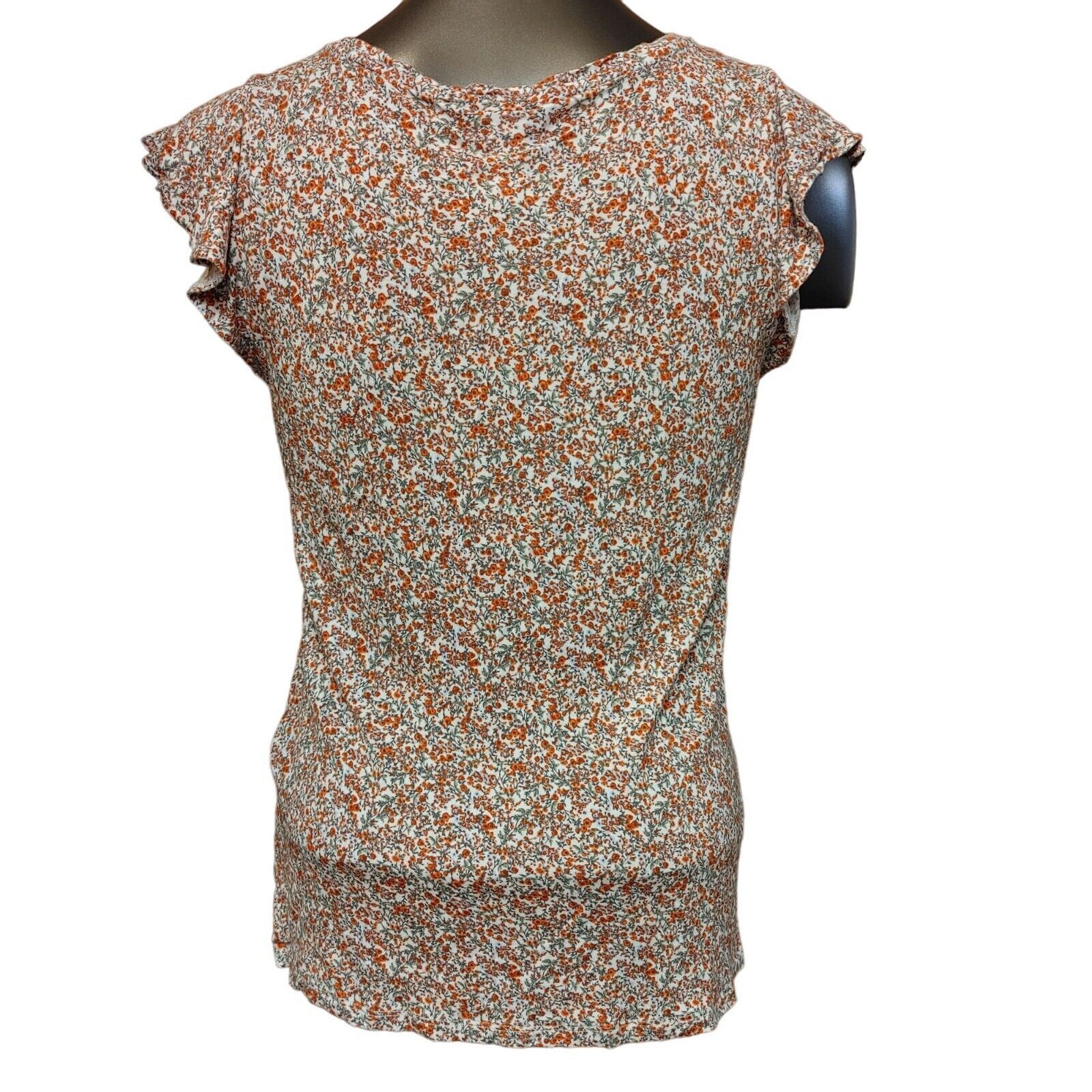 H&M H&M Women's Orange Floral Short Sleeve Top Small Size S / US 4 / IT 40 - 2 Thumbnail