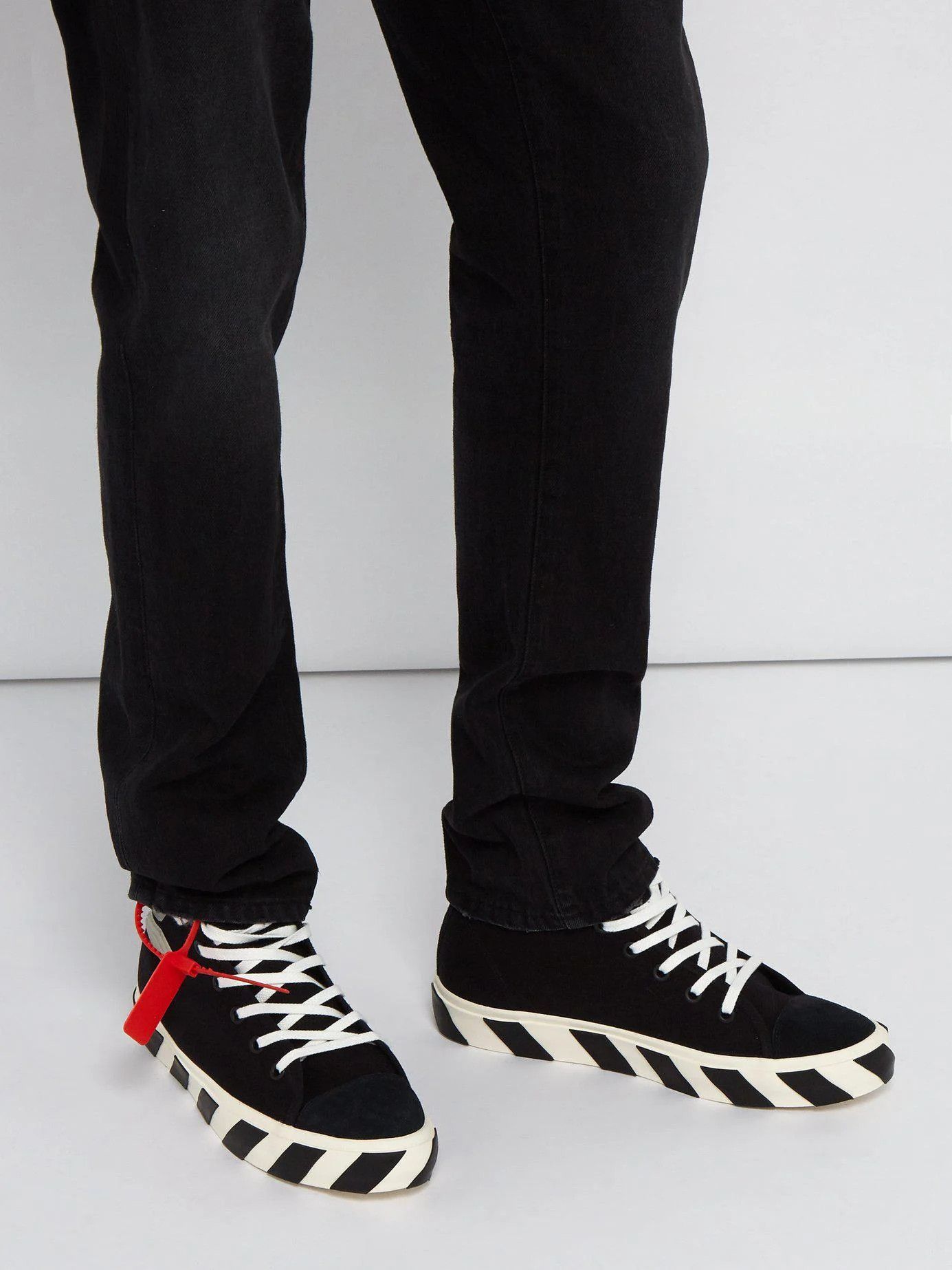 Off-White Black Vulcanised Striped Logo Hi-top Trainers Size US 7 / EU 40 - 2 Thumbnail