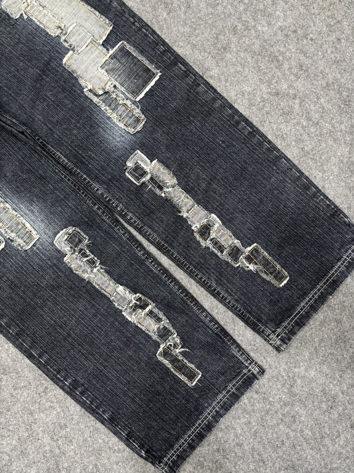 Japanese Brand 💥Baggy Patchwork💥Sick Rapper Pepe Patchwork Denim F687 Size US 35 - 6 Thumbnail