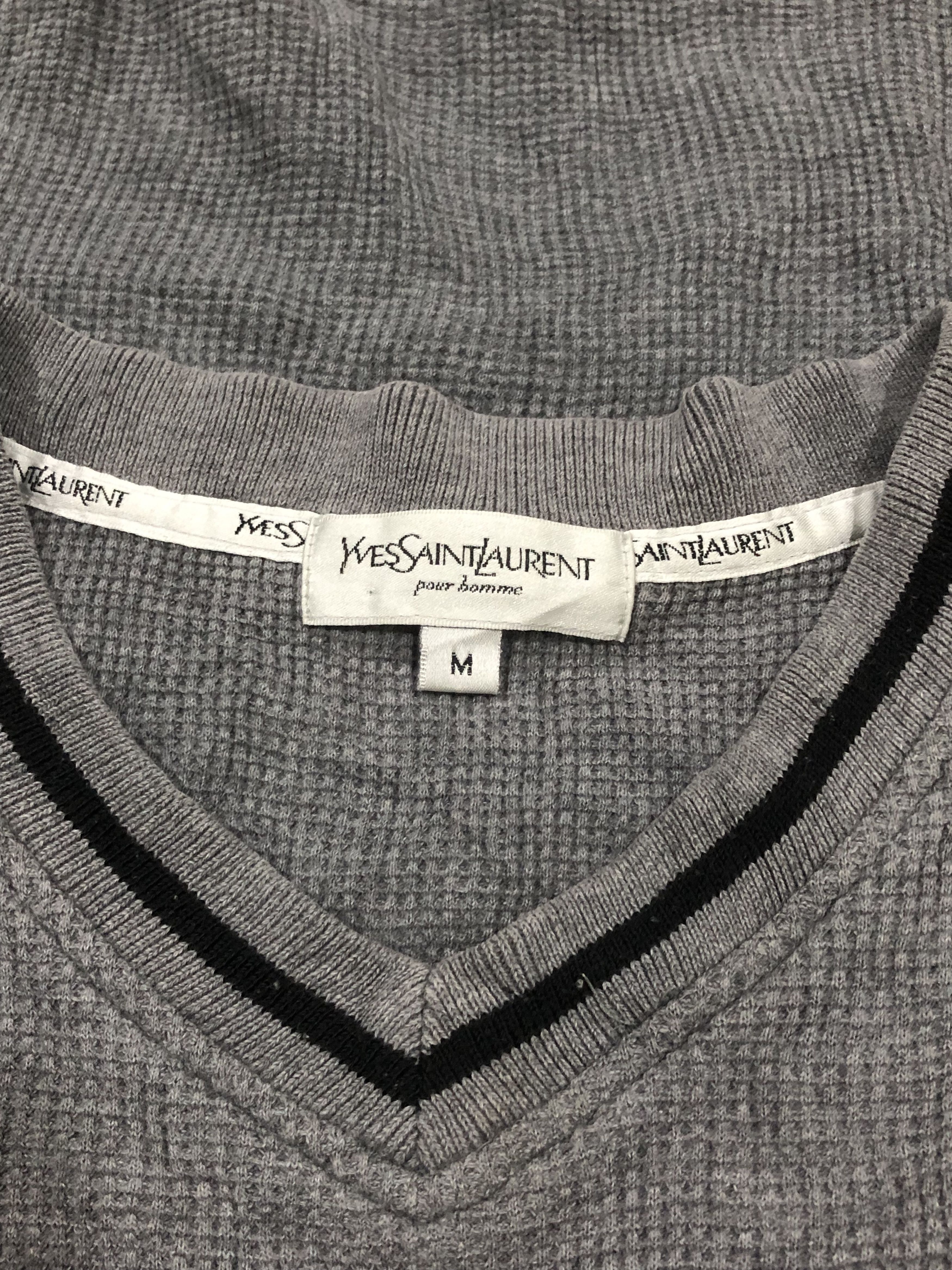 Vintage × Yves Saint Laurent Vintage YSL Pour Homme V-Neck Tees Size US M / EU 48-50 / 2 - 4 Thumbnail