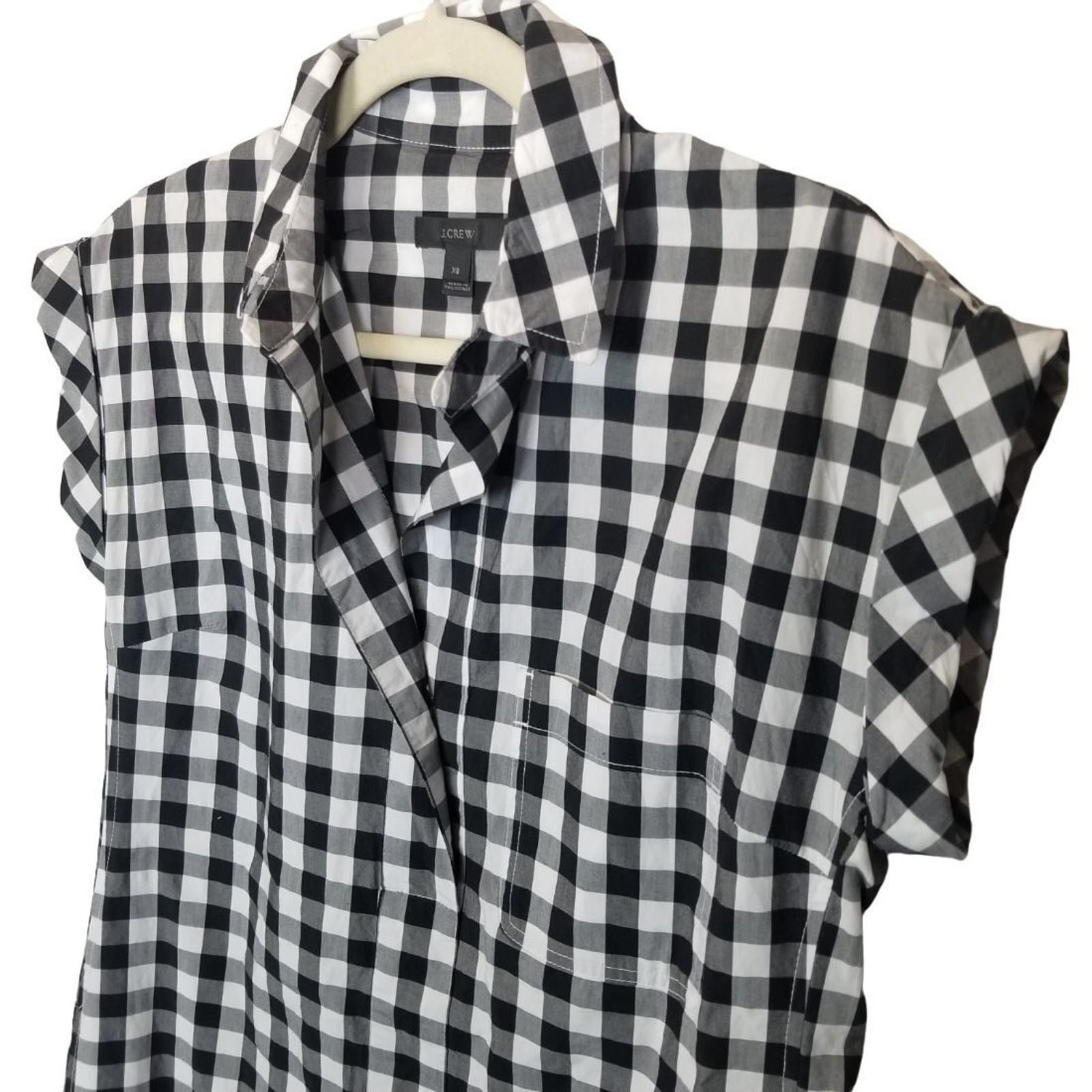 J.Crew J. Crew Womens Checkered Gingham Popover Tunic Mini Dress Size XS / US 0-2 / IT 36-38 - 5 Thumbnail