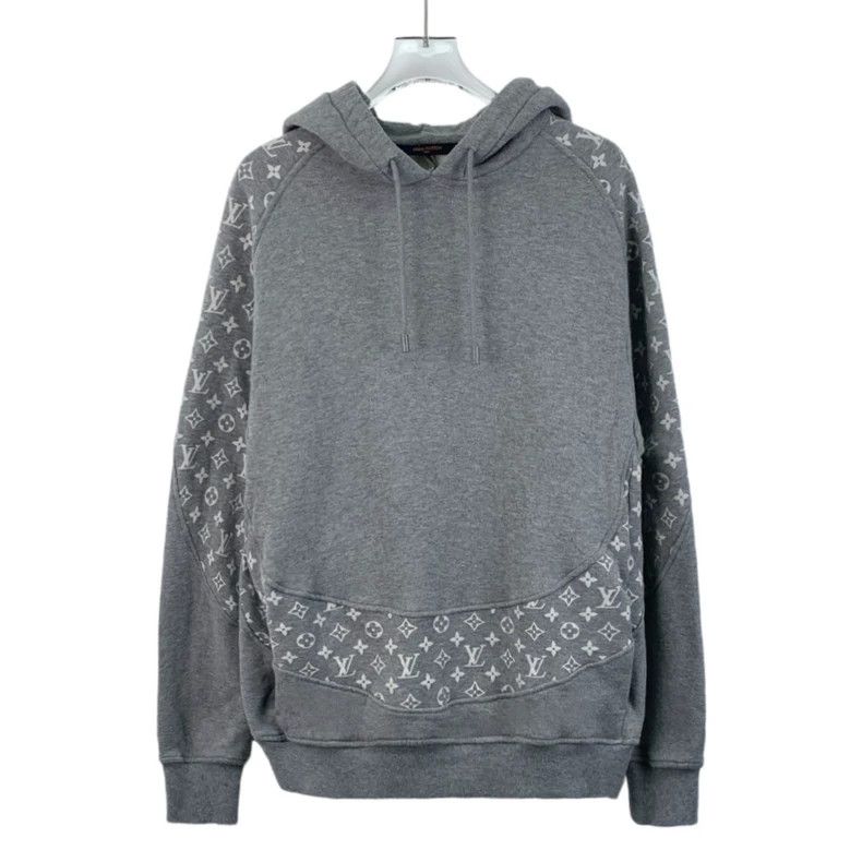 Louis Vuitton 22 grey logo print cotton hooded long sleeve