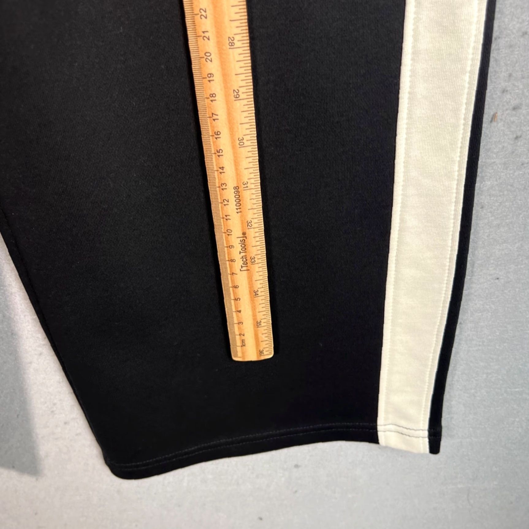 Vintage Commense Large Black & White Wide-Leg Pants Elastic Waist Contrast Stripe Size 36" / US 14 / IT 50 - 6 Thumbnail