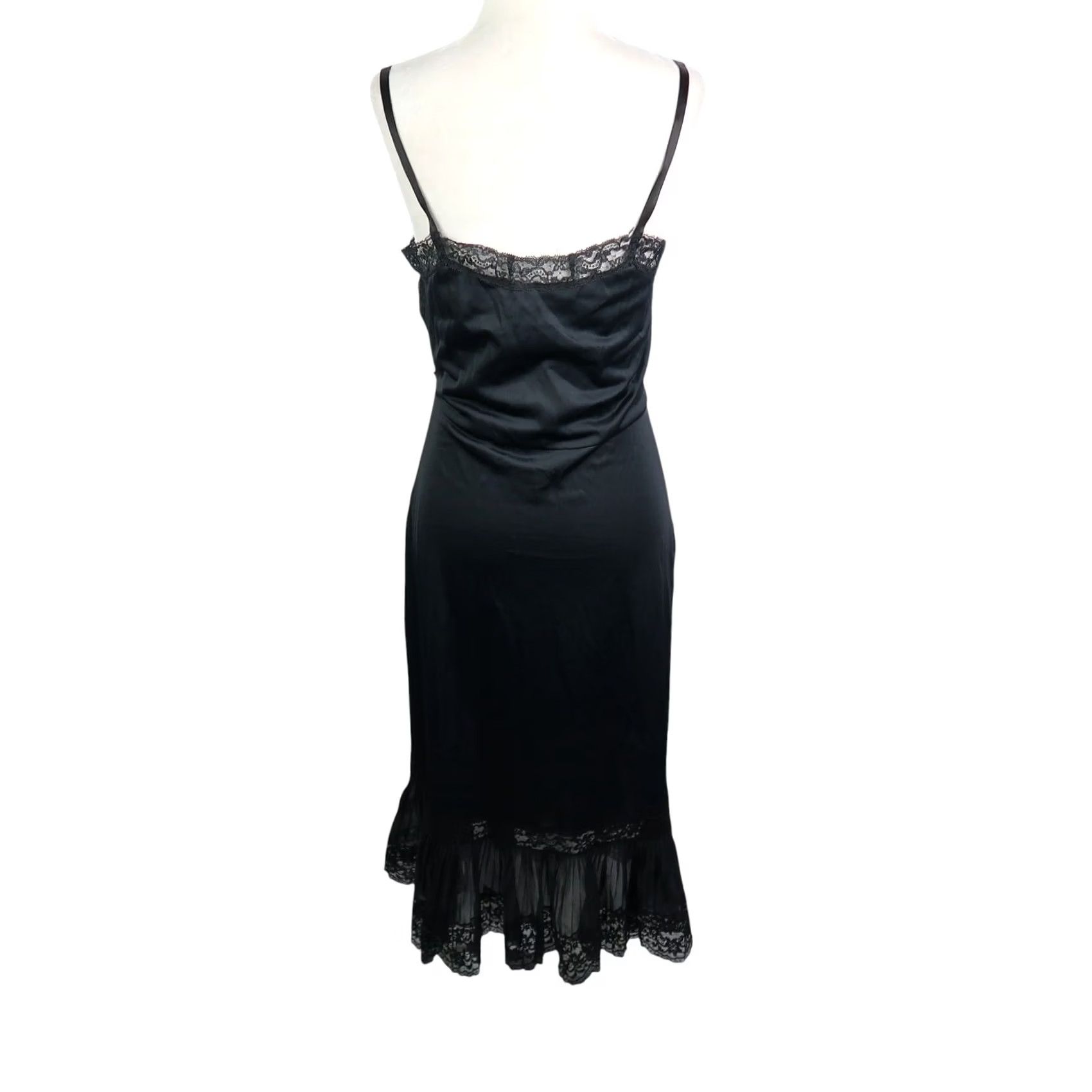 Vintage VINTAGE Van Raalte Black Lace Trim Slip Dress S Womens Slip 60s Lace Nylon Black Girls Mens Size S / US 4 / IT 40 - 4 Thumbnail