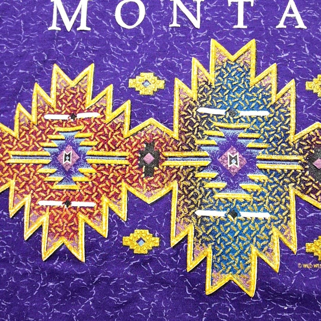 Jerzees Vintage Montana Shirt Aztec Graphic Purple L AOP Tee 90s VTG Size US L / EU 52-54 / 3 - 4 Thumbnail