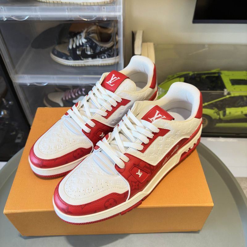 Louis Vuitton Louis Vuitton Trainer Low Top Sneakers in White Red -2508 Size US 11 / EU 44 - 5 Thumbnail