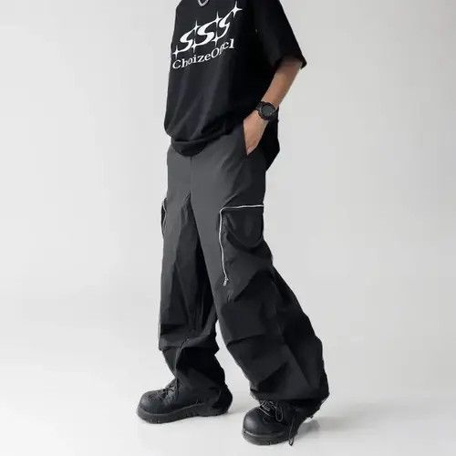 Japanese Brand Baggy Cargo Pants Straight Casual Harajuku Y2K Style Pockets Size US 34 / EU 50 - 4 Thumbnail