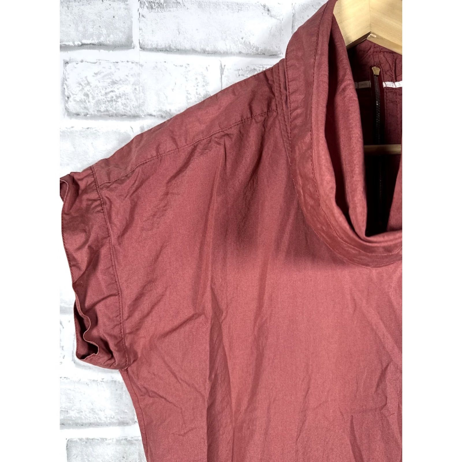 Vintage VINTAGE Hugo Boss Women's Dress Shirt Dress Women’s Medium Rust Red Short Sleeve Drawstring Waist Size 32" / US 10 / IT 46 - 6 Thumbnail