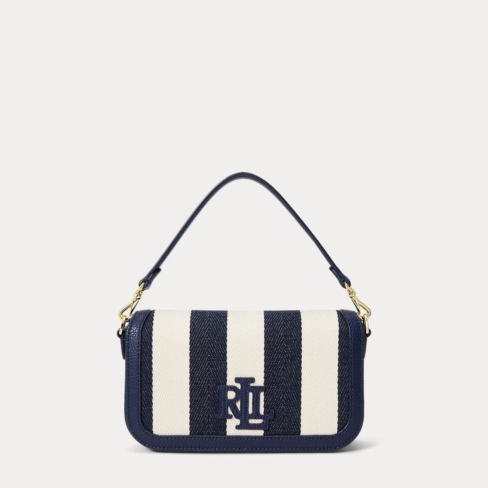 Lauren Ralph Lauren NWT Ralph Lauren Blue Striped Twill Small Adley Shoulder Bag Size ONE SIZE - 7 Thumbnail