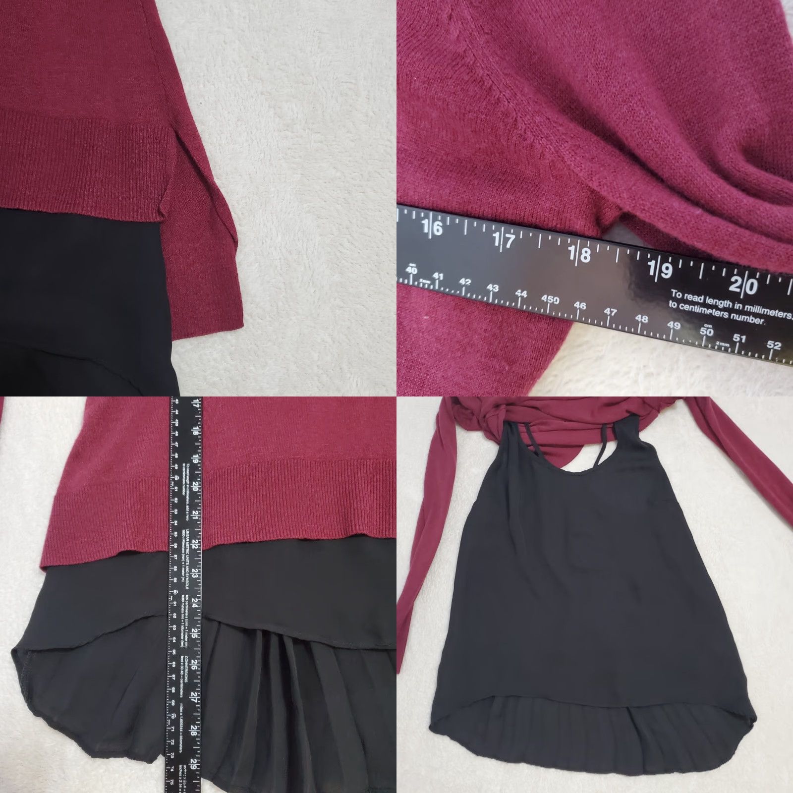 Guess Guess LA Sweater Women’s M Burgundy Scoop Neck Layered Look Long Sleeve Pullover Knit ShirtTop Casual Ladies M Burgundy Red Size M / US 6-8 / IT 42-44 - 8 Thumbnail