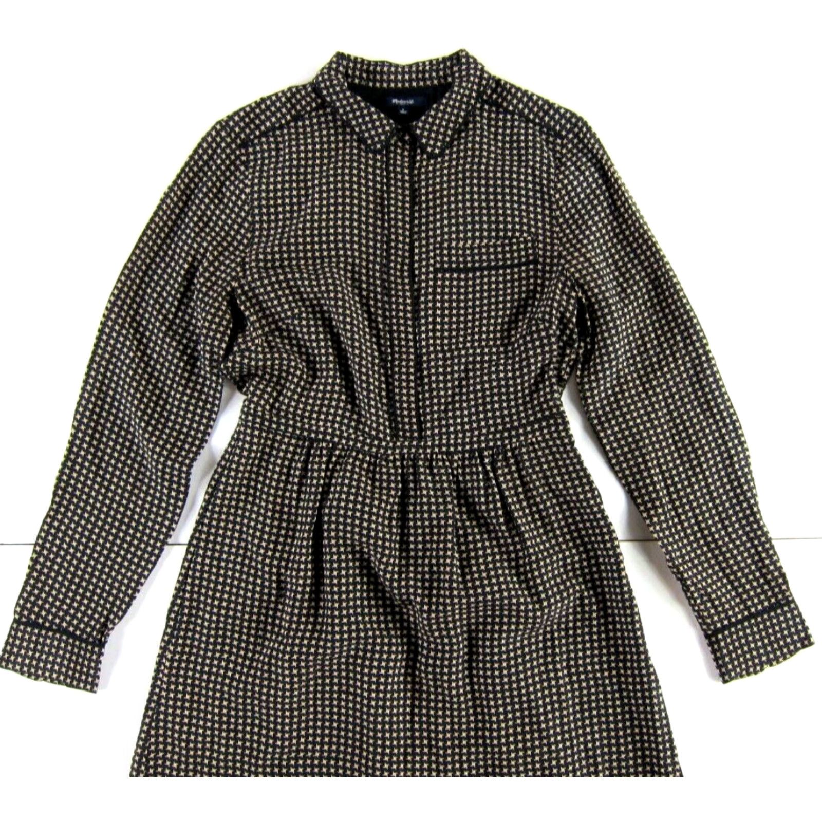Madewell Madewell Shirt Dress 4 Adult Women 100% Silk Black Collared Long Sleeve Pocket Sheath Dress 4 Size S / US 4 / IT 40 - 4 Thumbnail