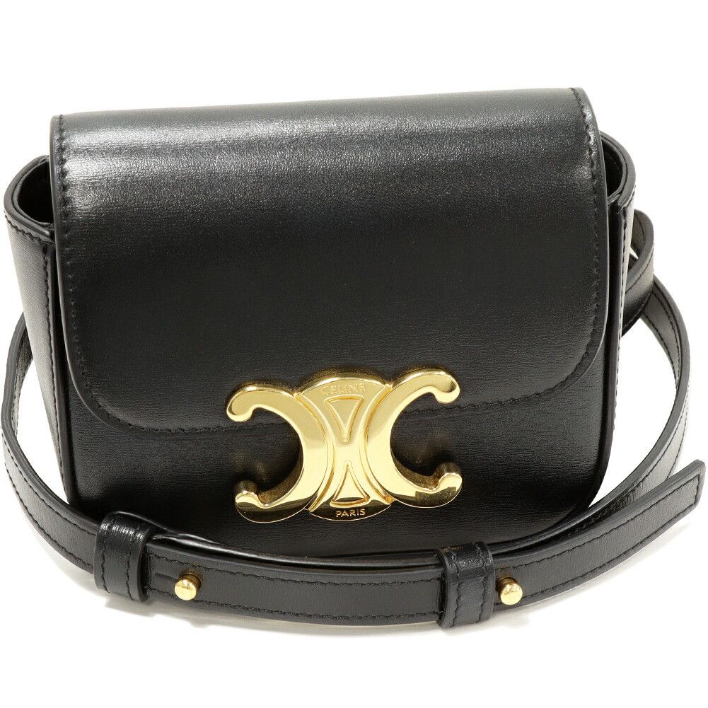 Celine Celine Claude Trionphe Calf Shoulder Bag Leather Shoulder Bag 10I513Dpv.38No in Black, Women's