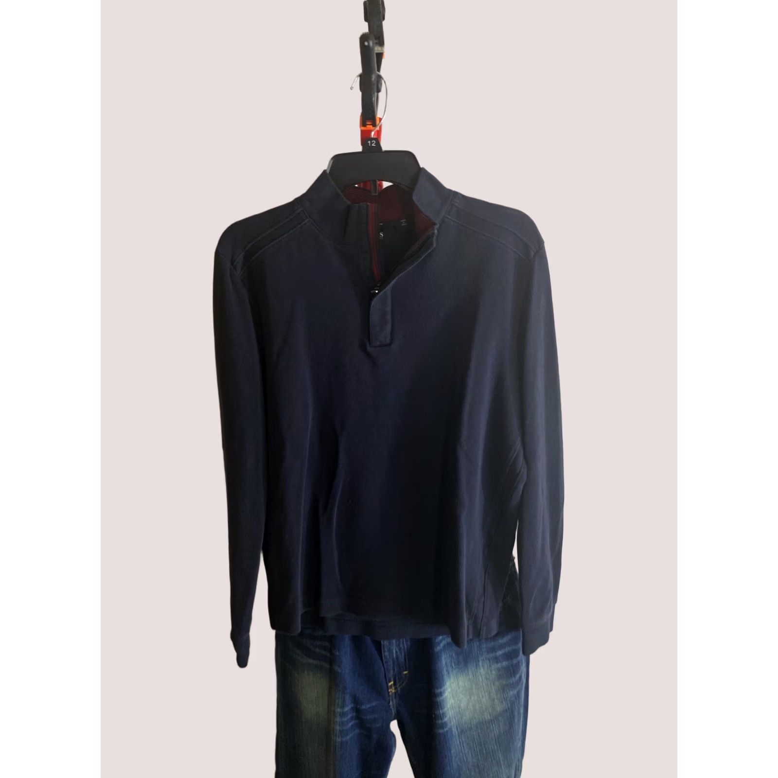 Hugo Boss Hugo Boss Navy Blue Zippered Sweater Shirt Large L Mens Size US L / EU 52-54 / 3 - 1 Thumbnail