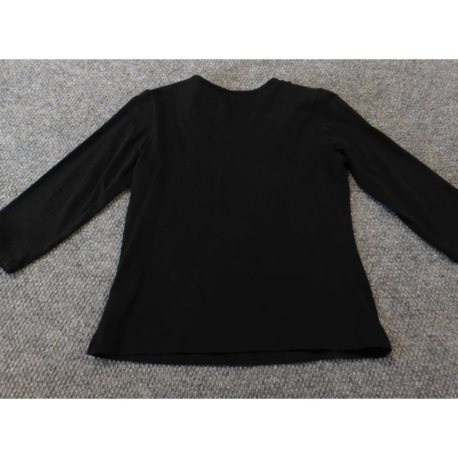Vintage Westbound Womens Blouse Small Black Pullover Top Embellishments Stretch Paisley Long Sleeve Round Neck Casual Cotton Spandex Ruffle Size S / US 4 / IT 40 - 6 Thumbnail
