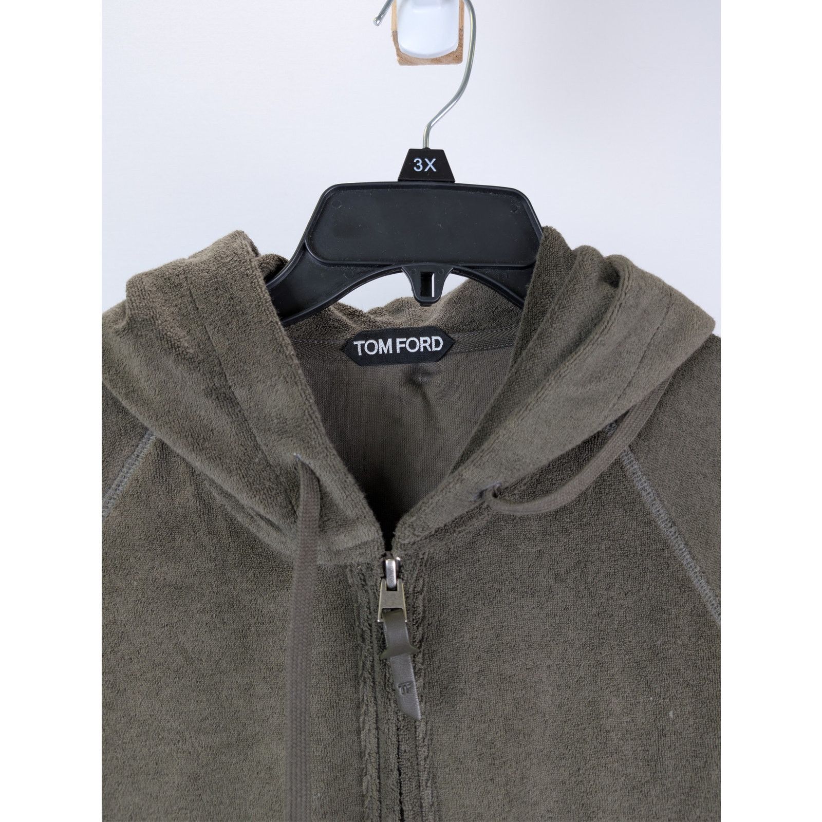 Tom Ford o1rshd1 CC20 Towelling cotton hoodie in green Size US M / EU 48-50 / 2 - 8 Thumbnail