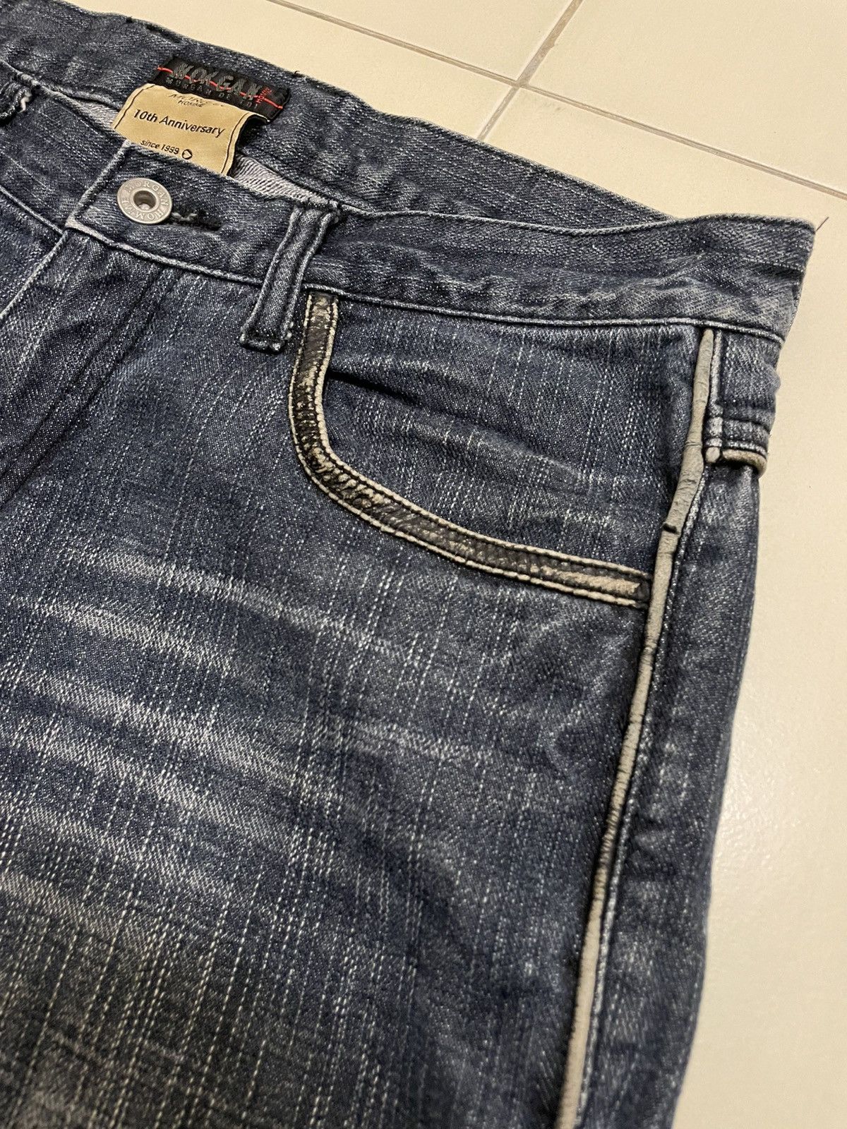Morgan Homme Morgan Homme Straight Cut Jeans With Leather Detailing Size US 33 - 6 Thumbnail