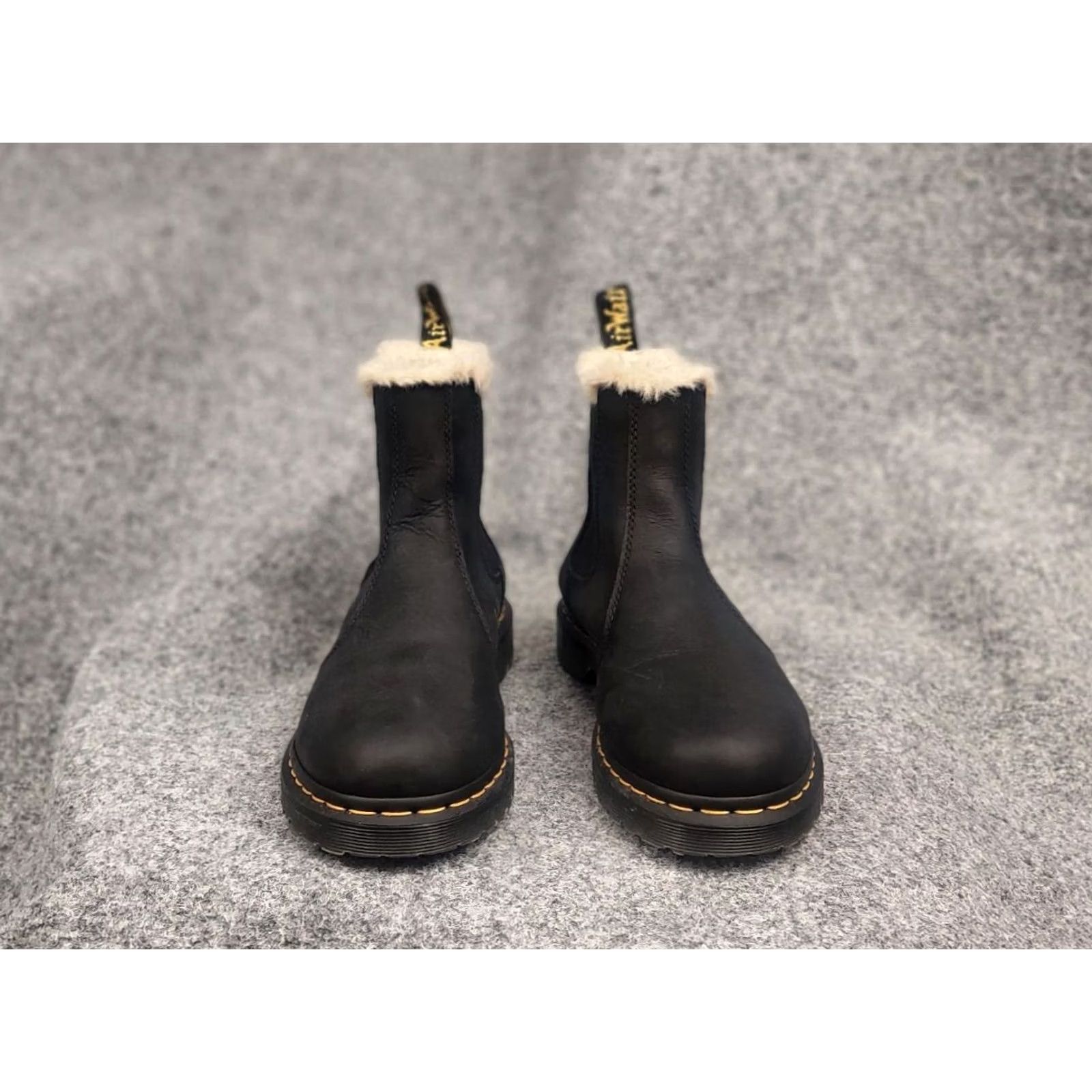 Dr. Martens Dr. Martens 2976 Leonore Black Leather Fur Lined Chelsea Boots Women's 41 2976 Leather Boots Chelsea Lined Fur Winter Casual 90s Retro Mens Womens Size US 11 / IT 41 - 6 Thumbnail