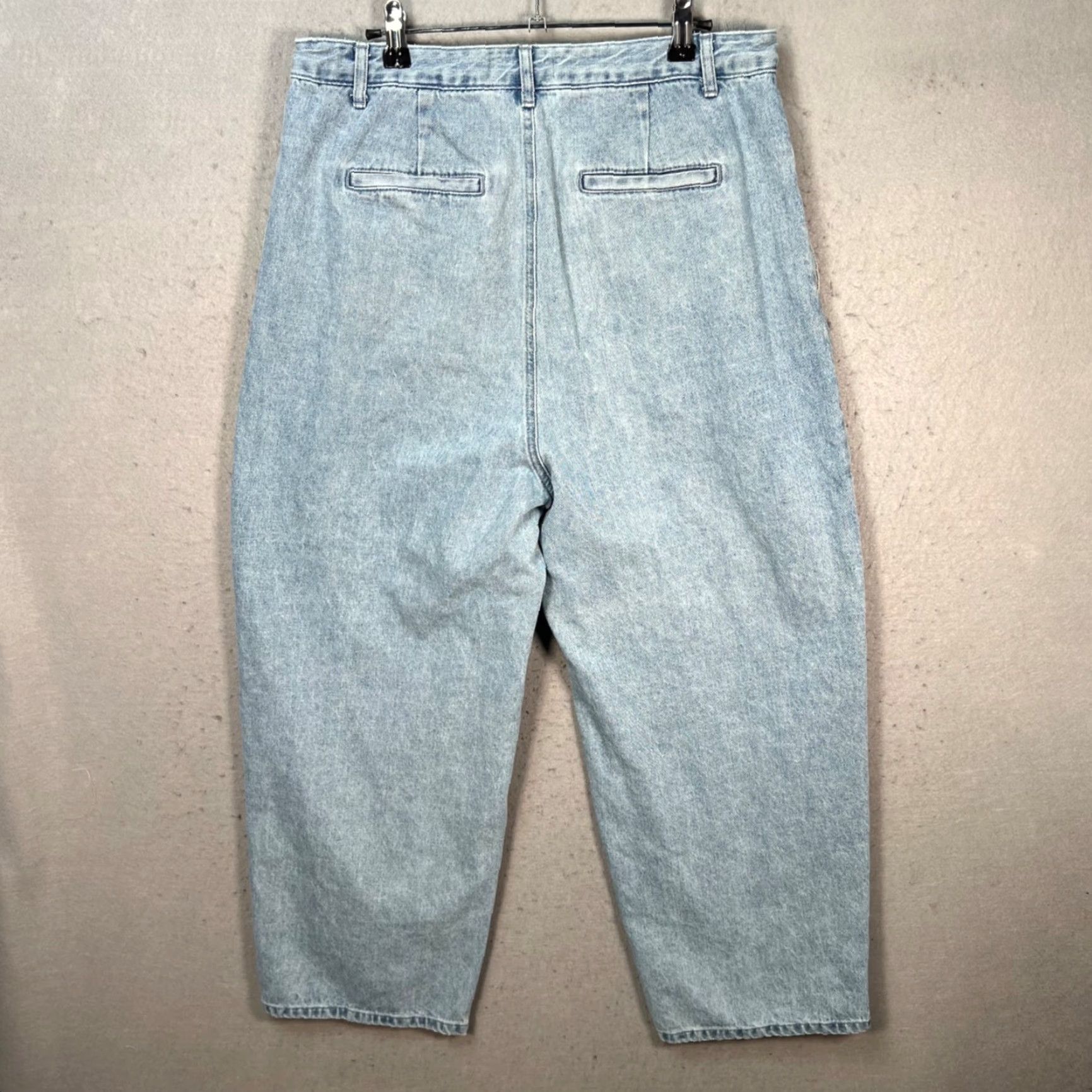 AMOMENTO Amomento Womens Jeans High-Waisted Light Blue Denim 100% Cotton L Adults Large 5-Pocket Rise High Vintage Style Mens Womens Girls Boys Size 36" / US 14 / IT 50 - 2 Thumbnail