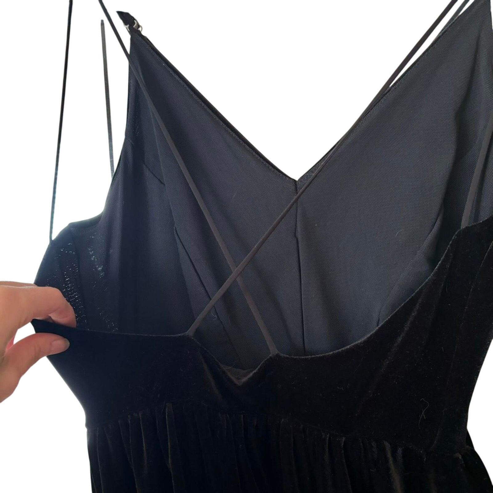 Urban Outfitters Silence + Noise Black Velvet Romper XS Little Black Dress Size XS / US 0-2 / IT 36-38 - 7 Thumbnail